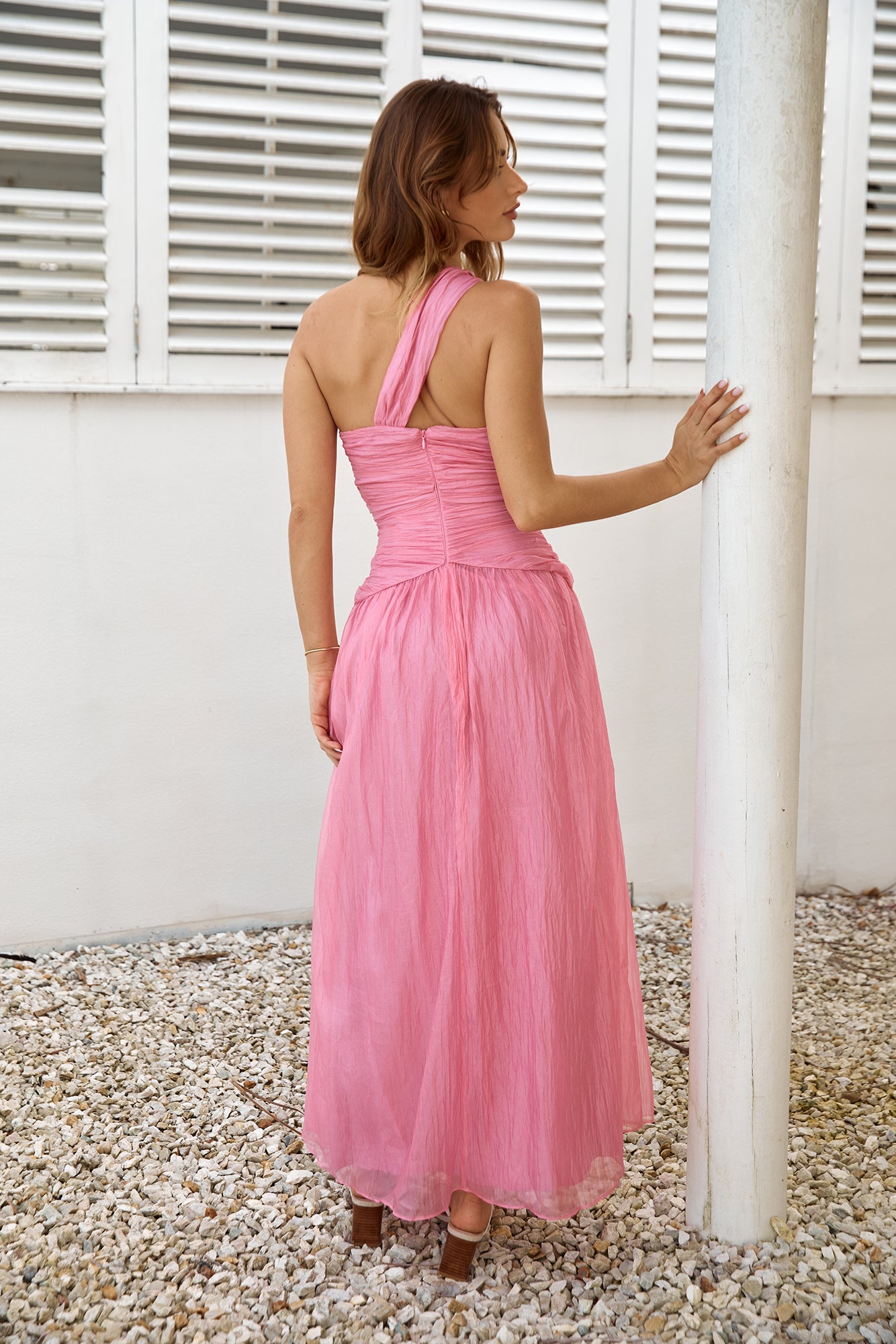 Sugar Coated One Shoulder Maxi Dress Pink | Fortunate One Sugar Coated One Shoulder Maxi Dress Pink | Fortunate One