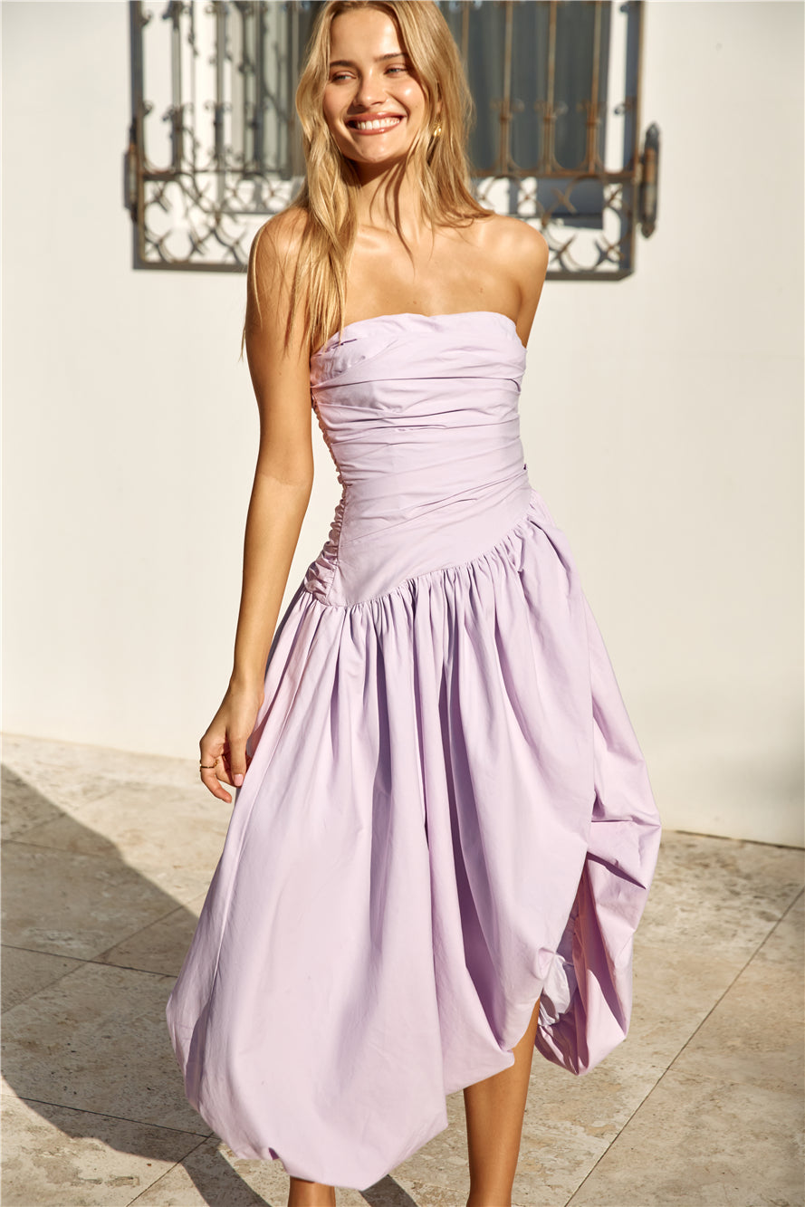 See You Tonight Bubble Hem Midi Dress Lilac Size L See You Tonight Bubble Hem Midi Dress Lilac Size L