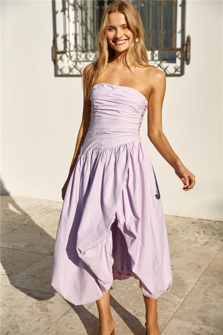 See You Tonight Bubble Hem Midi Dress Lilac | Fortunate One See You Tonight Bubble Hem Midi Dress Lilac | Fortunate One