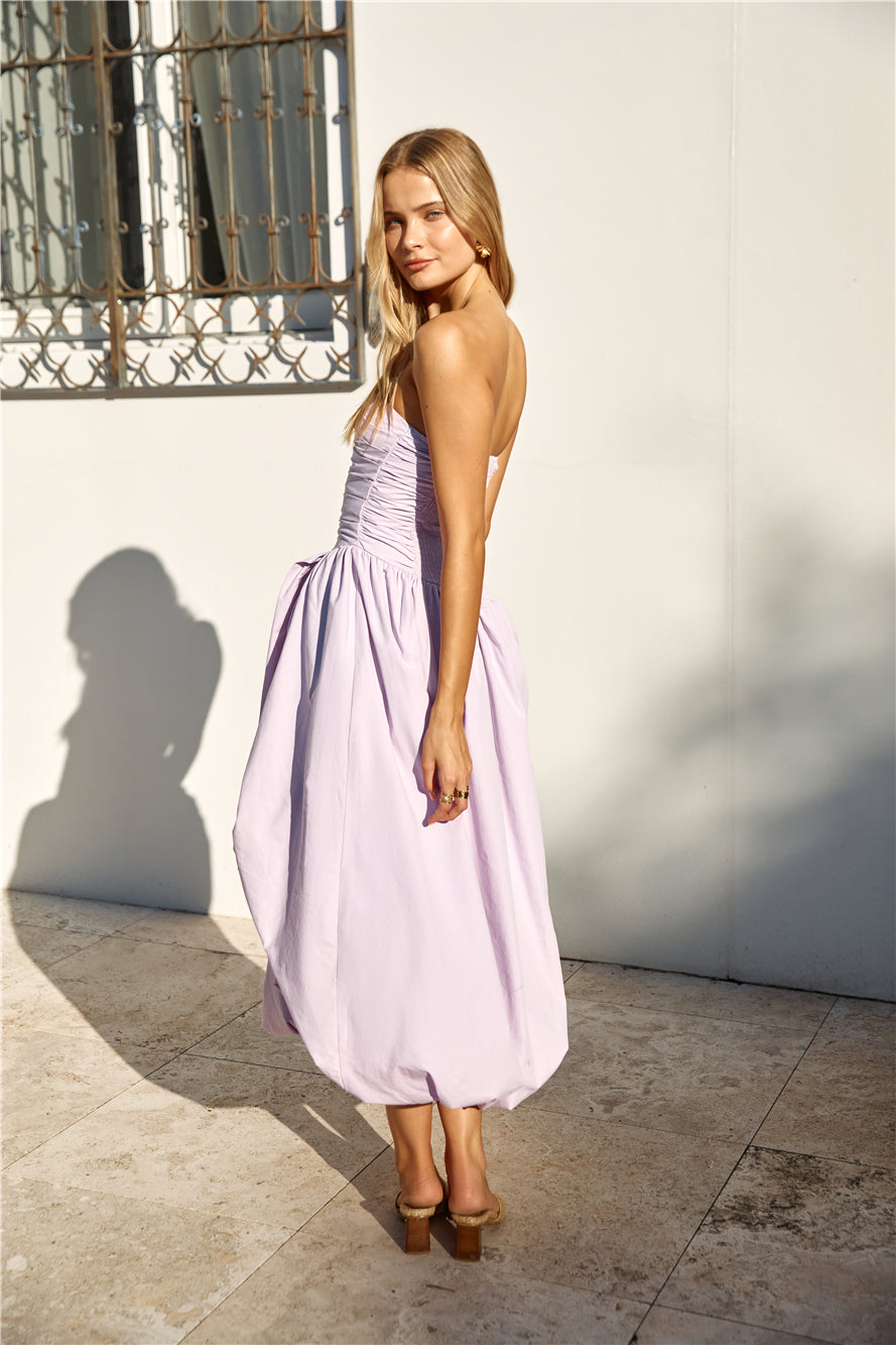 See You Tonight Bubble Hem Midi Dress Lilac Size M See You Tonight Bubble Hem Midi Dress Lilac Size M