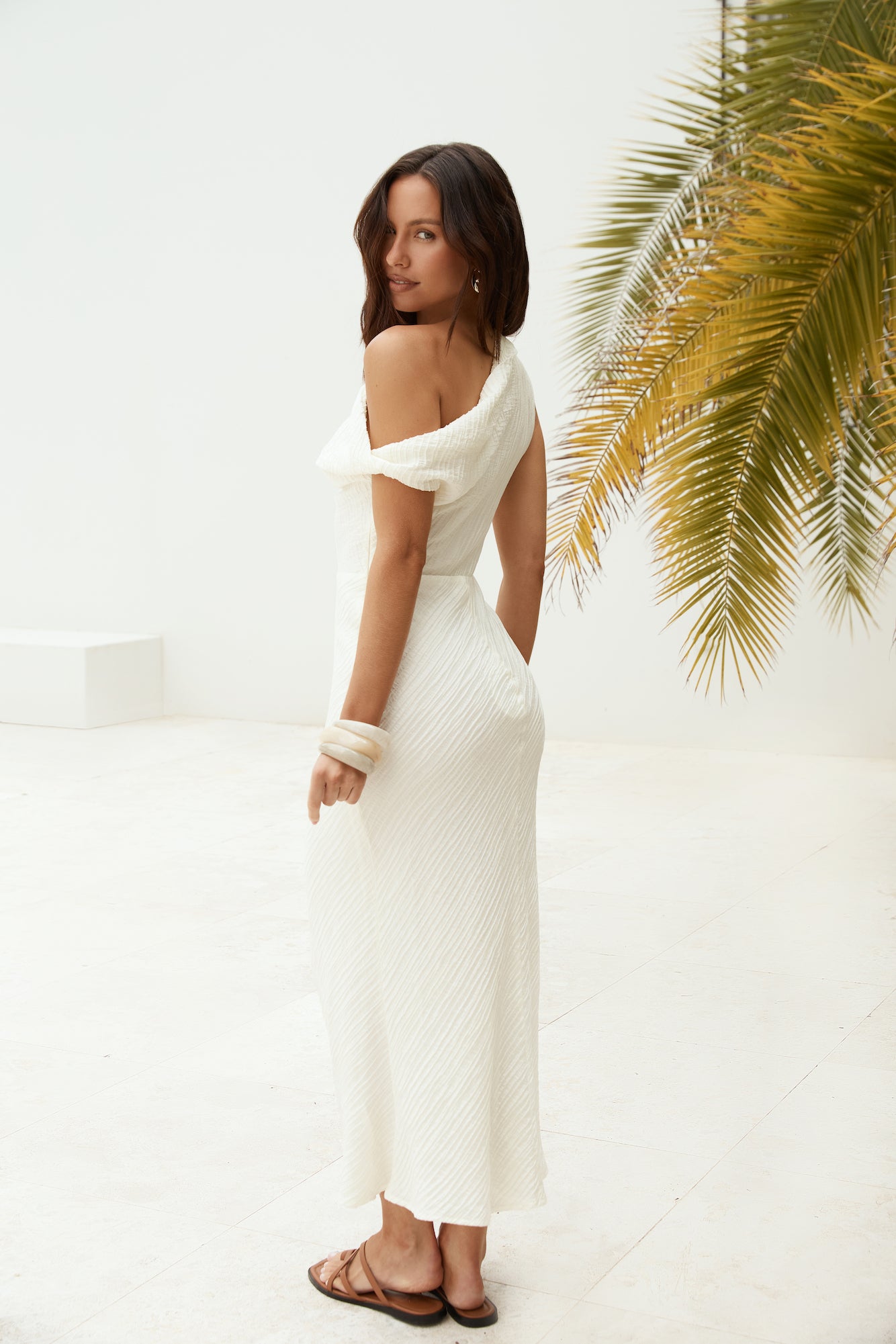 off 1 shoulder dress One For You Off Shoulder Maxi Dress Cream