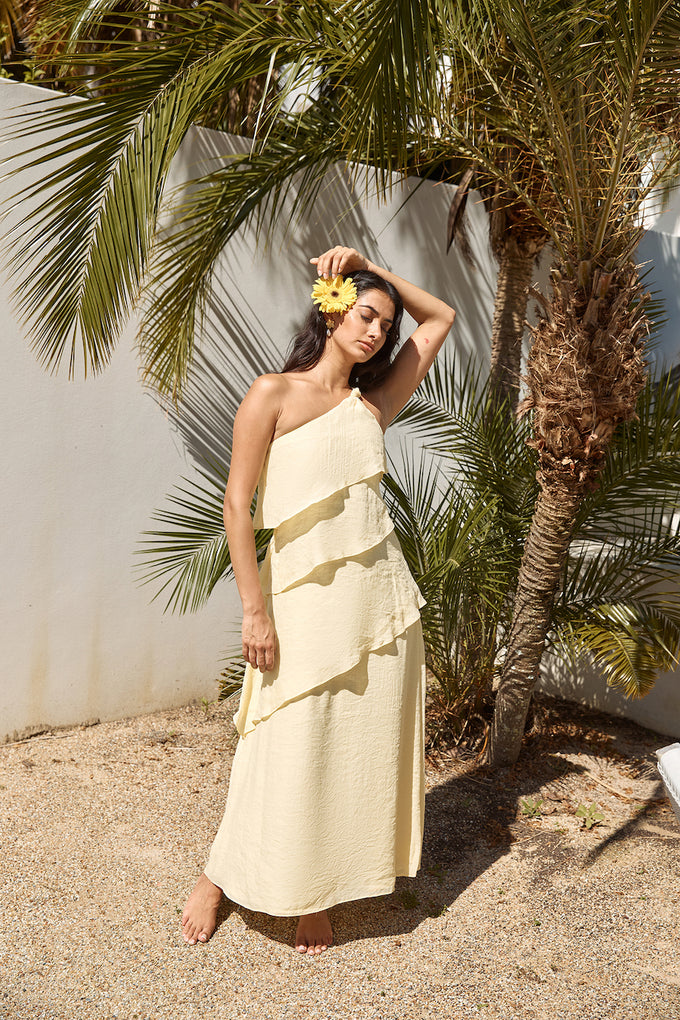 Certified Lover One Shoulder Maxi Dress Yellow