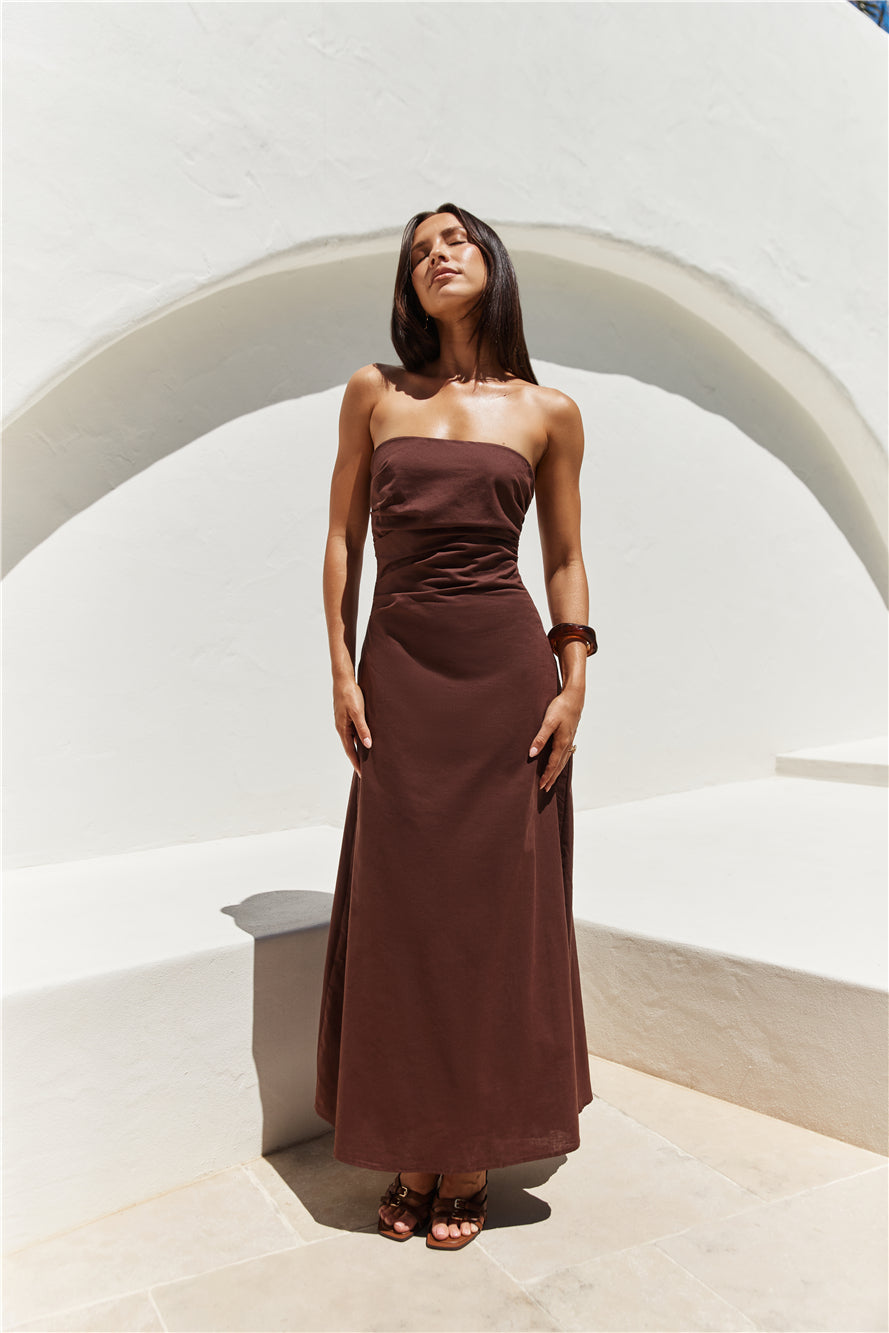 Yasmin Strapless Maxi Dress Brown | Fortunate One Yasmin Strapless Maxi Dress Brown | Fortunate One