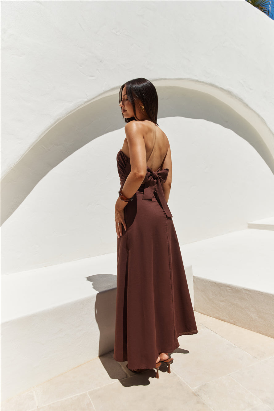 Yasmin Strapless Maxi Dress Brown Yasmin Strapless Maxi Dress Brown