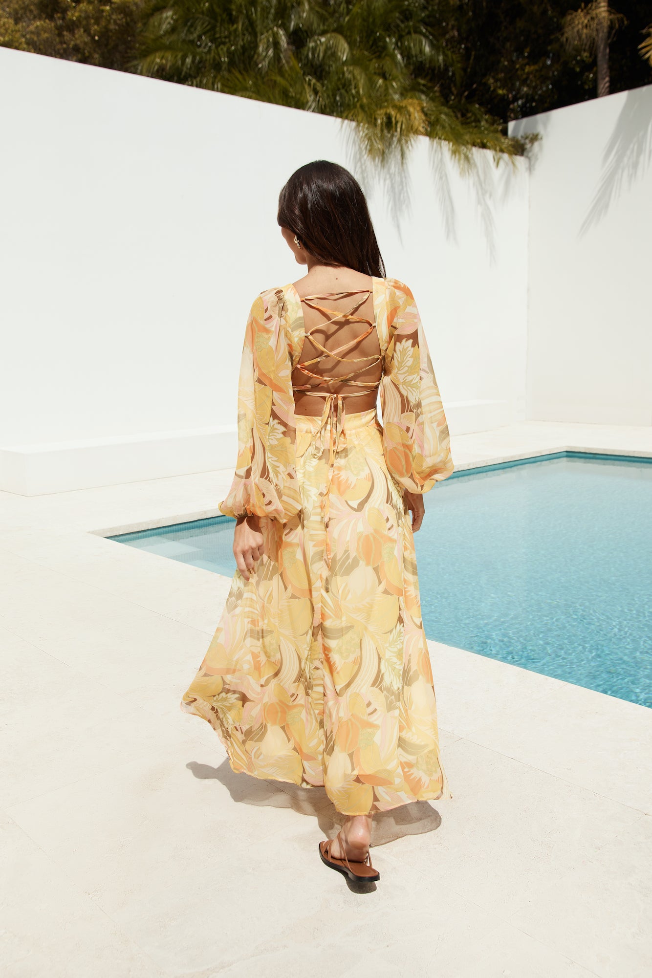 Starlight Blooms Long Sleeve Maxi Dress Yellow | Fortunate One Starlight Blooms Long Sleeve Maxi Dress Yellow | Fortunate One