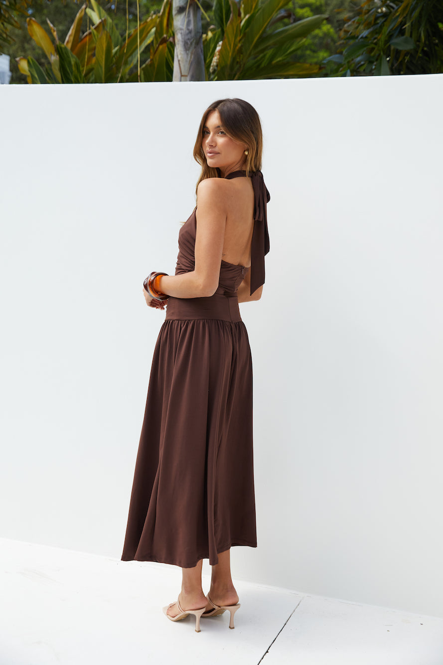 brown mocha dress Made The Right Call Mocha Brown Collared Midi T-Shirt Dress