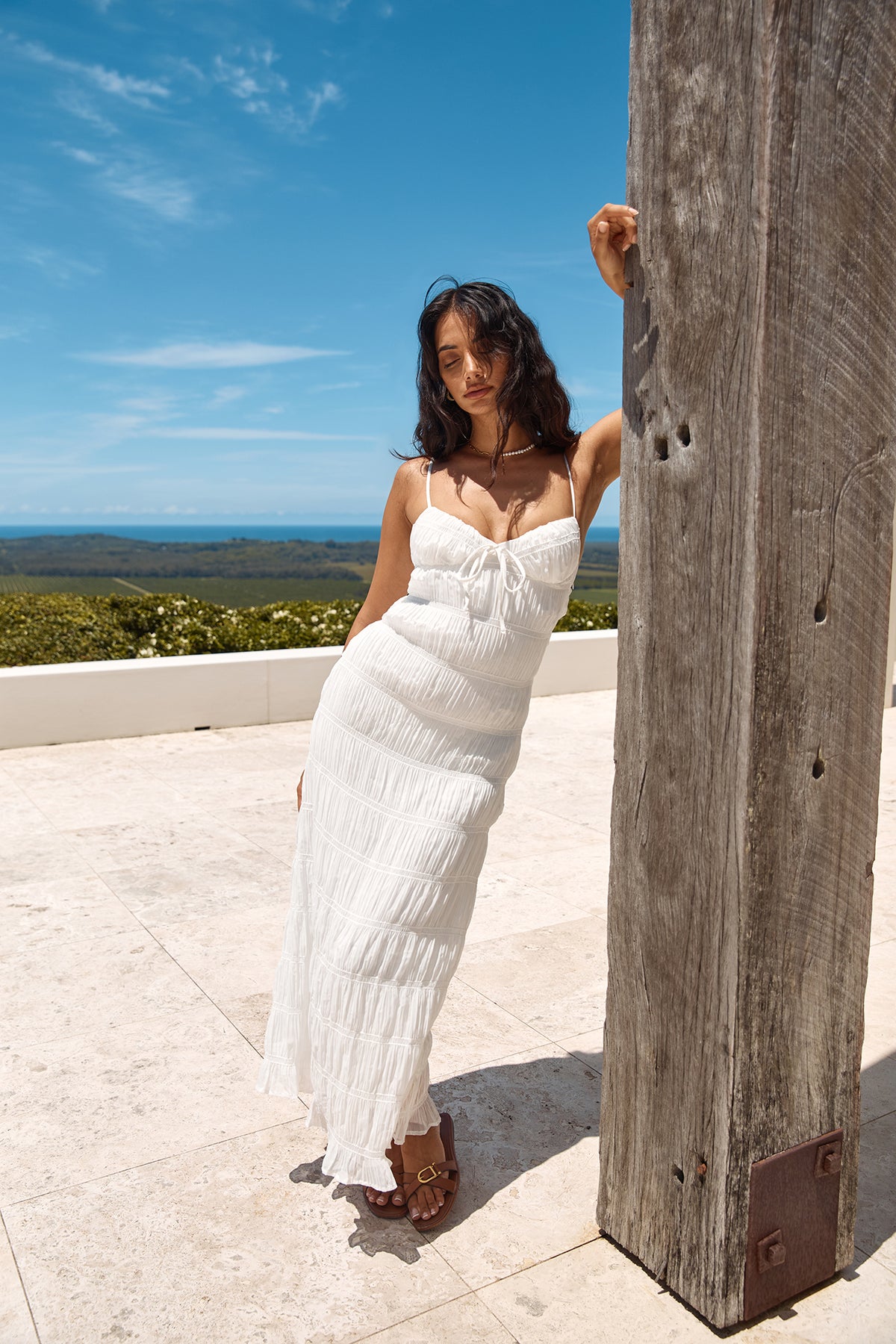white maxi dress boutique Fortunate One Mexican Embroidered Dress Siz:M a stunning white dress A Line Scoop Neck