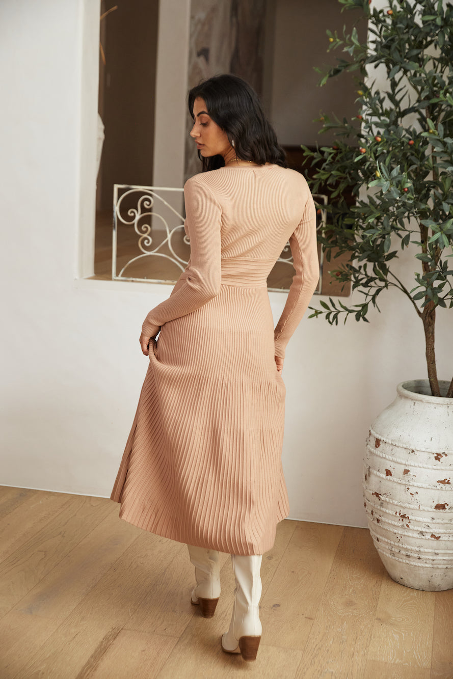 love sleeve midi dress Women's Belted Floral Midi Dress