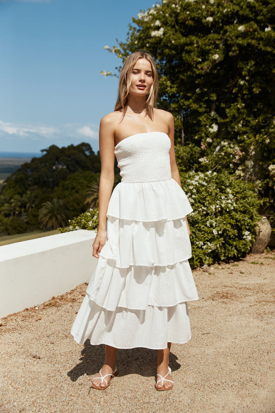SLIPPERY MAXI DRESS IN WHITE