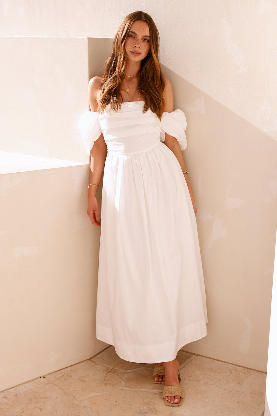 Bella Off-Shoulder Maxi Dress White Fortunate One