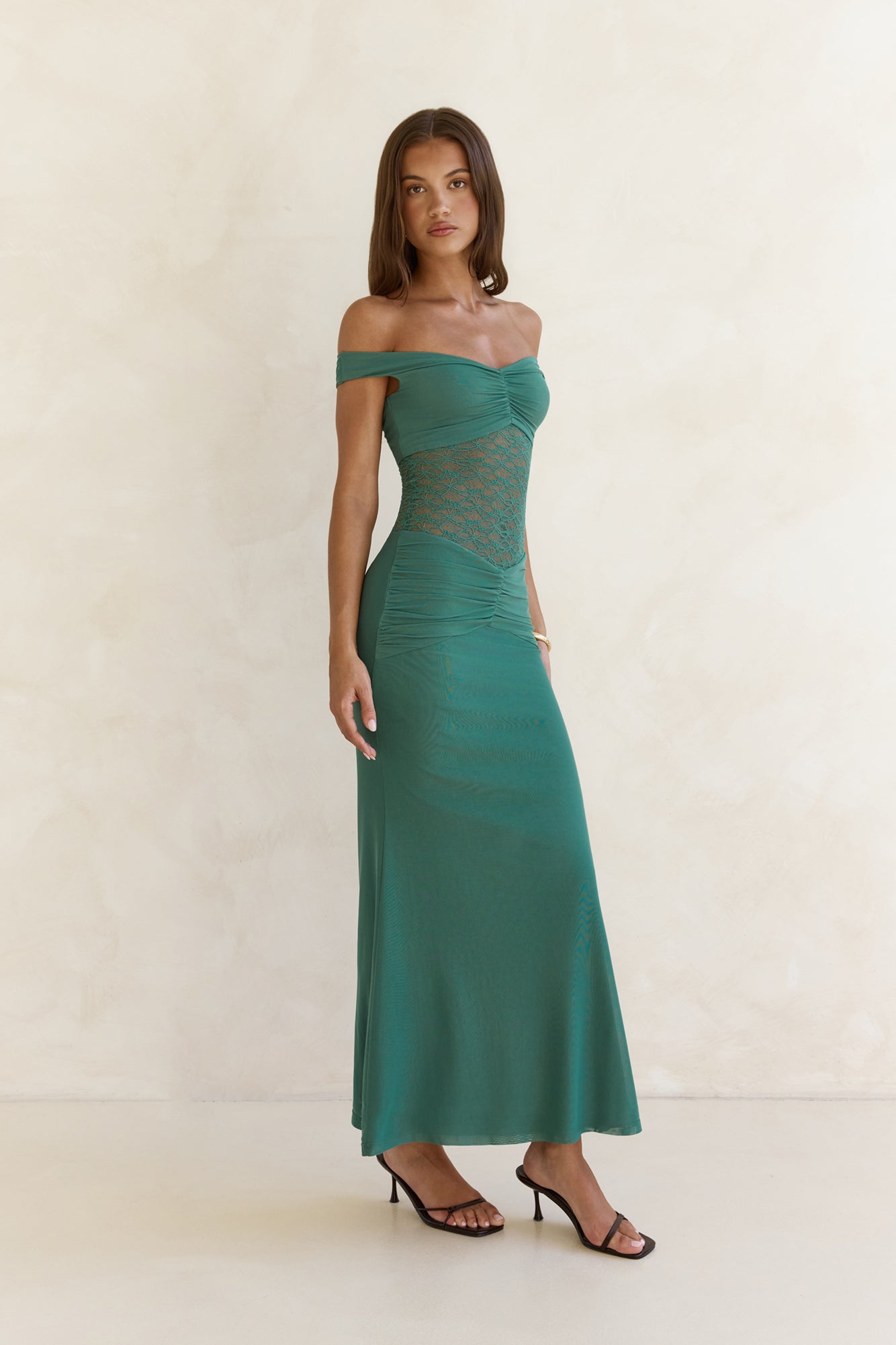 teal off the shoulder maxi dress Miss Circle Xavy Teal Green Off Shoulder Corset Midi Dress S