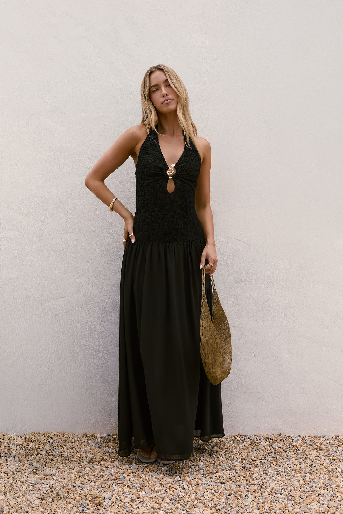 Piece Of Peace Halter Maxi Dress Black Size S