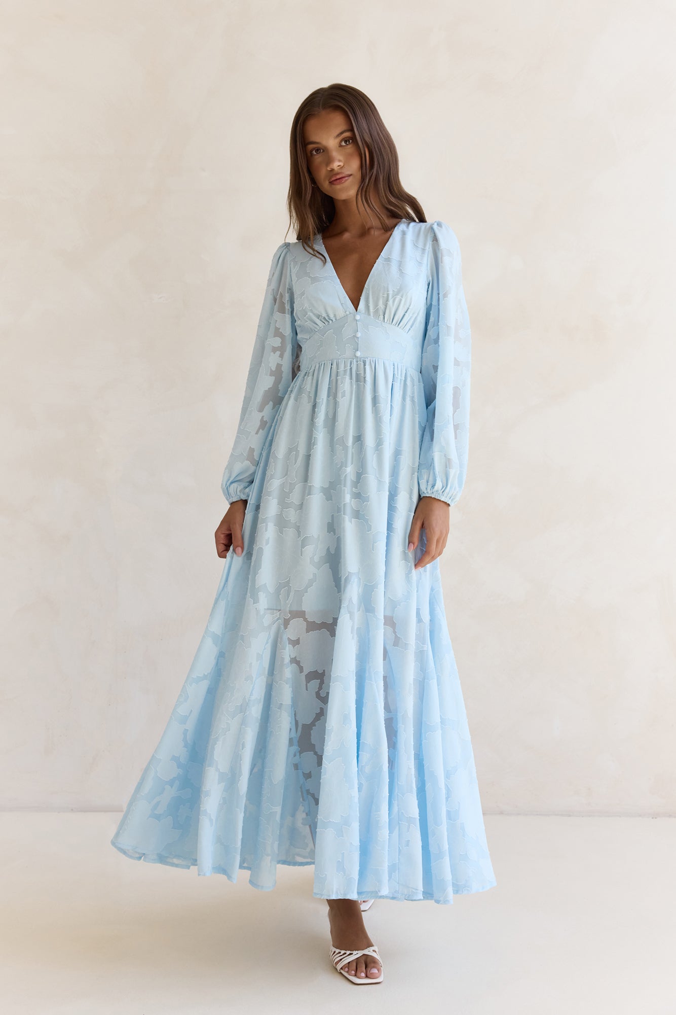 Time Floats By Long Sleeve Maxi Dress Blue Size S Time Floats By Long Sleeve Maxi Dress Blue Size S