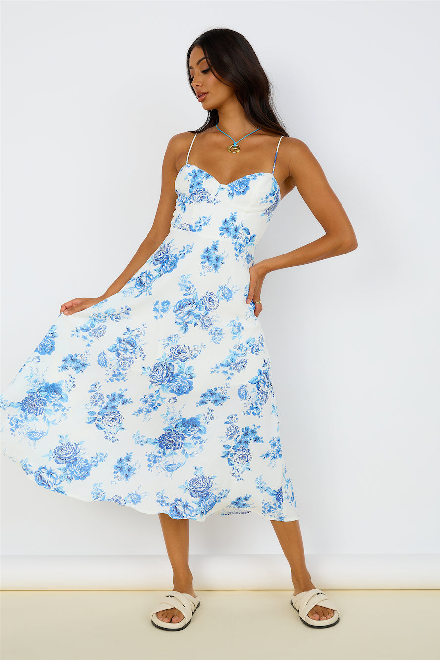 knee length dresses for ladies Sky Blue Ease Midi Set XL main image 1