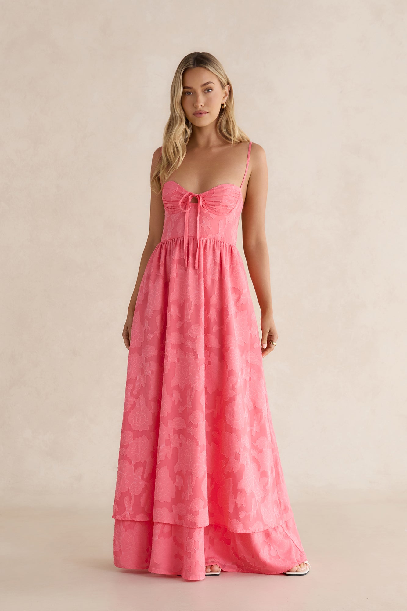 dress pink long A line tulle prom dress, pink tulle formal Perfect for formal occasions such as senior proms Charming Long Pink V-Neck Glitter