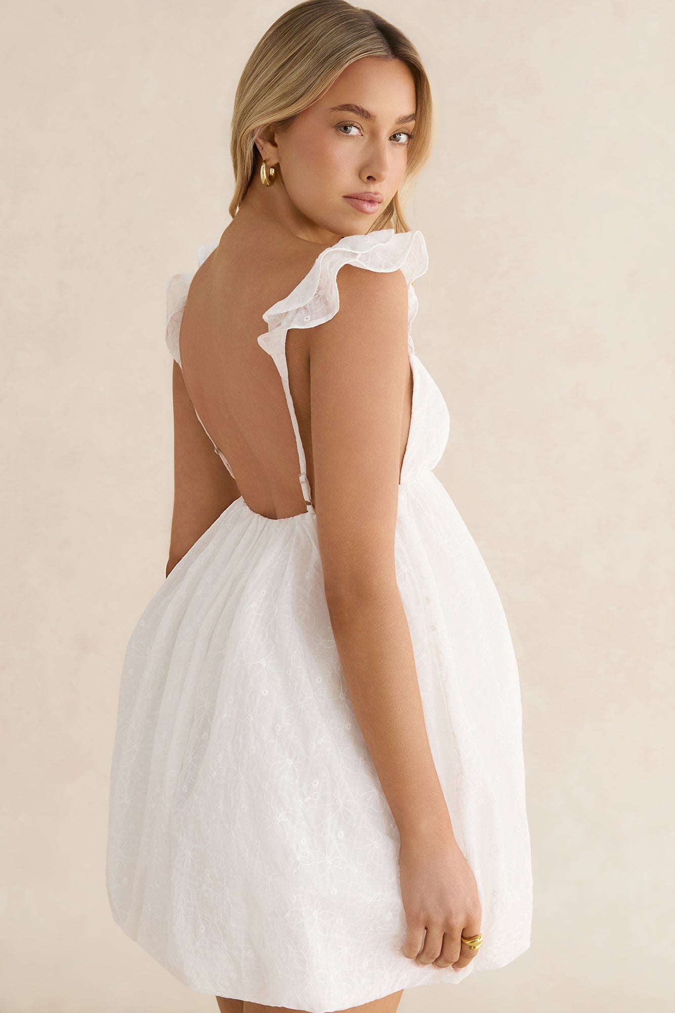 Rosette Mist Mini Dress White