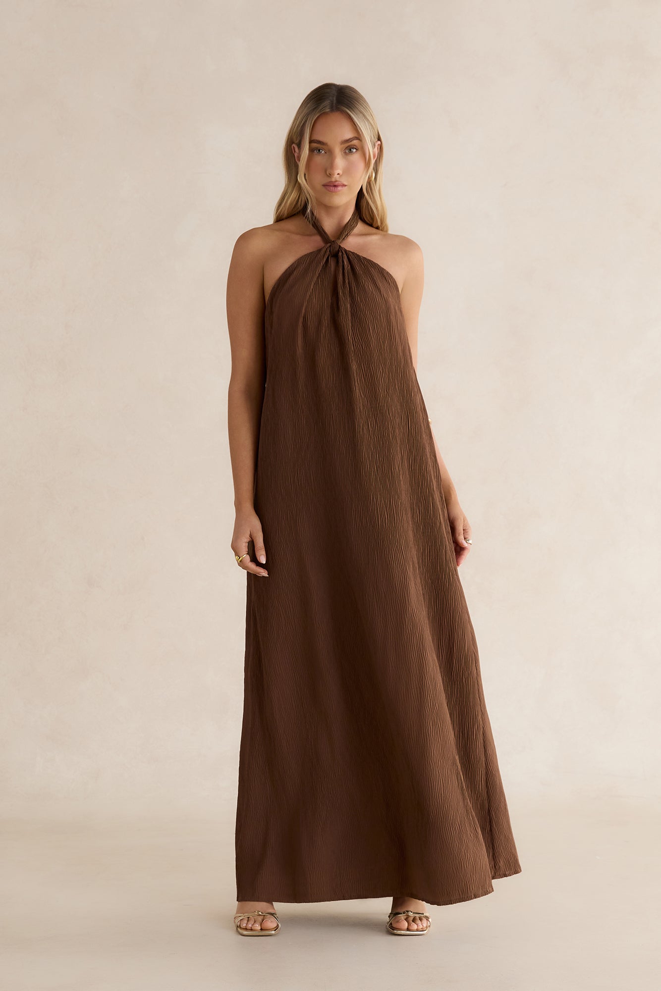 casual halter maxi dress Marjan Dove / L The is romantic and elongating White Halter Maxi Dress with