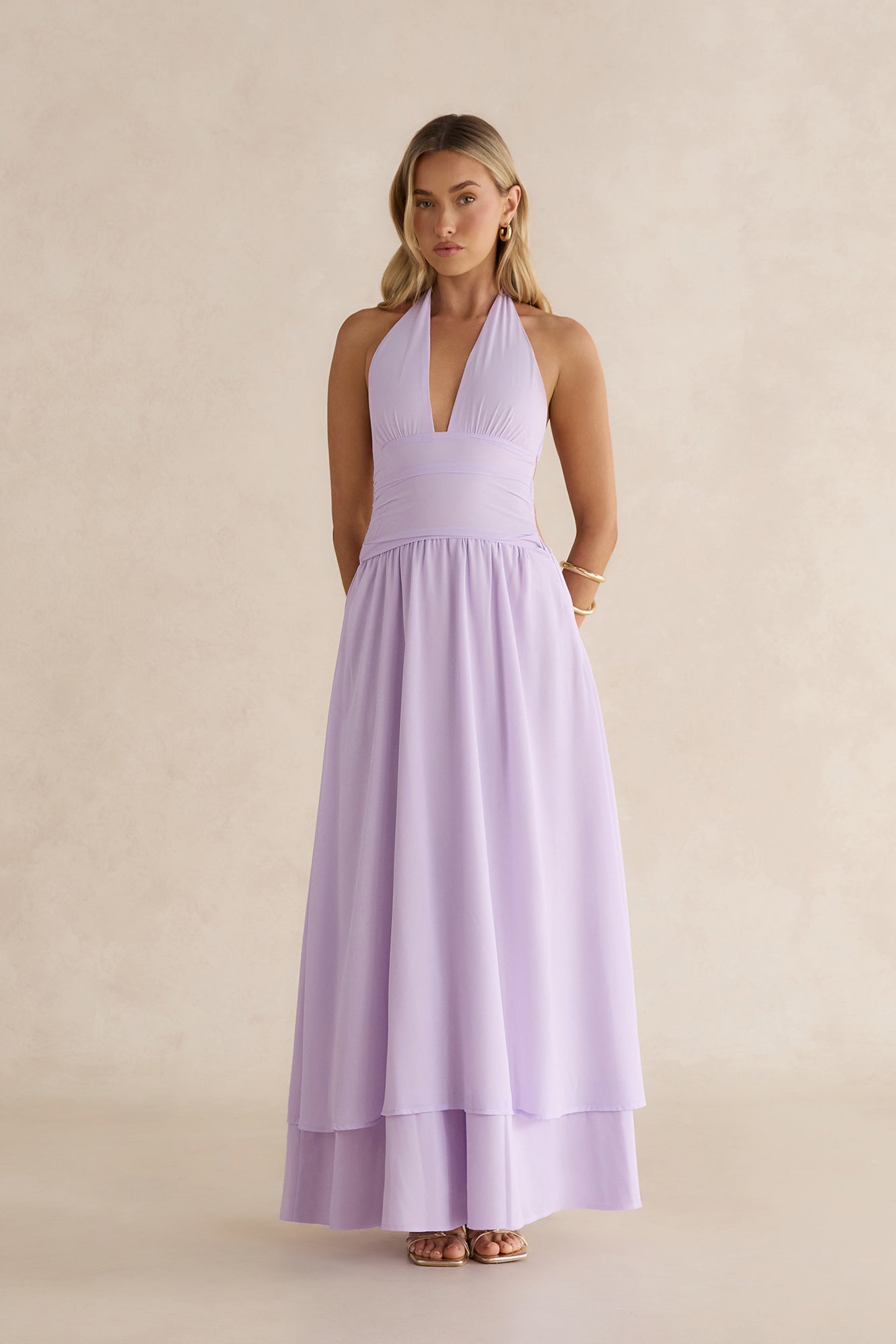 halter lilac dress More And More Halter Maxi Dress Lilac