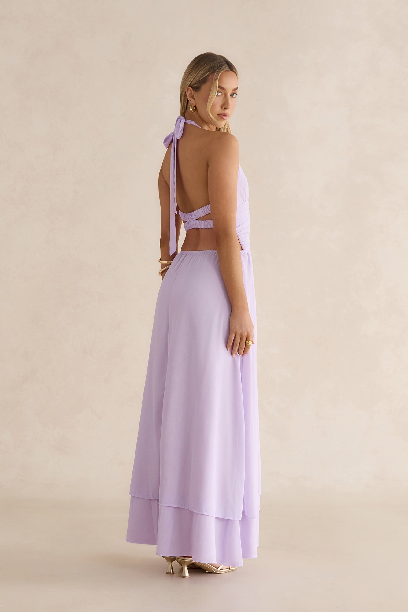 Sorbet Soiree Halter Maxi Dress Lilac