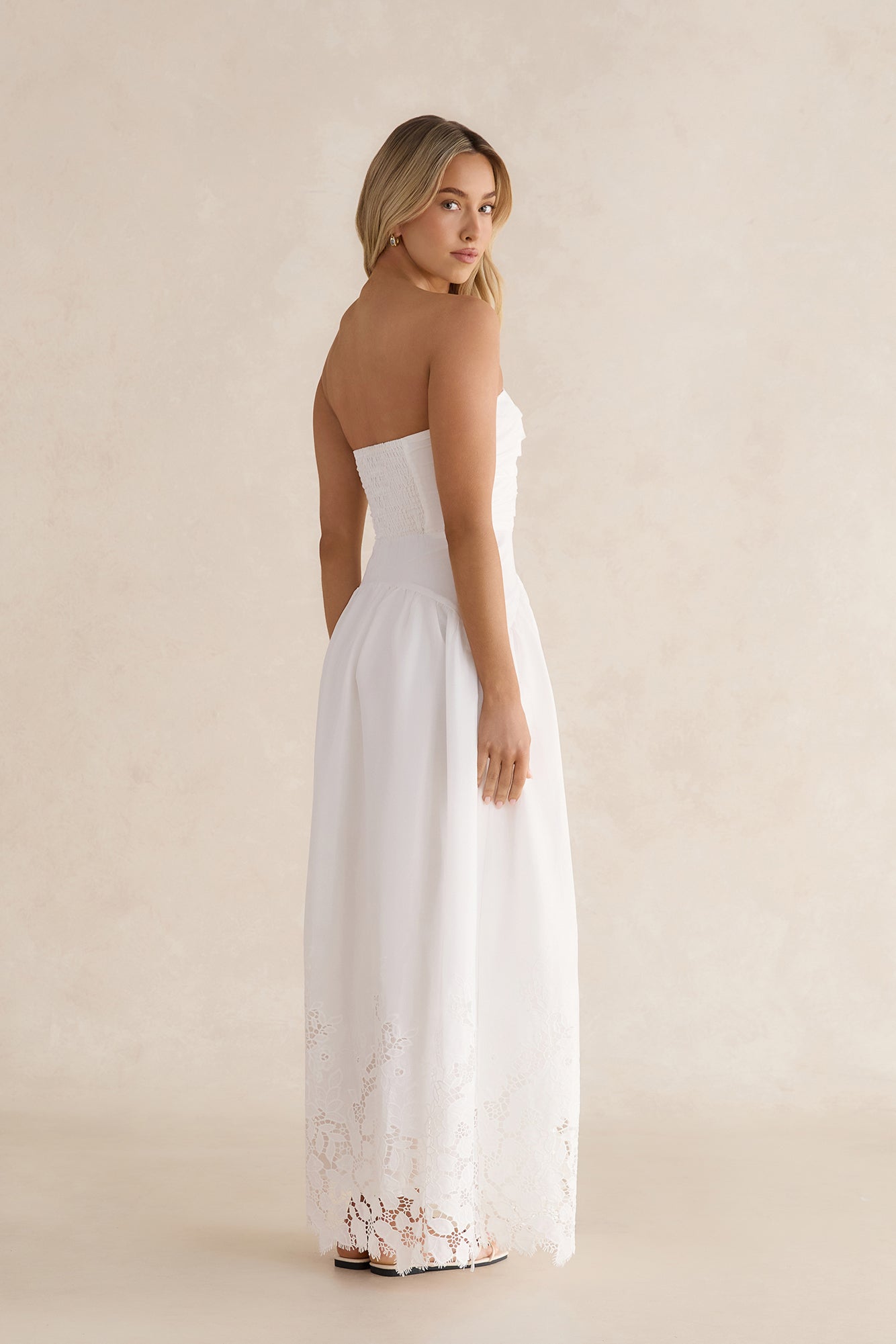 Delicate Dreams Strapless Maxi Dress White
