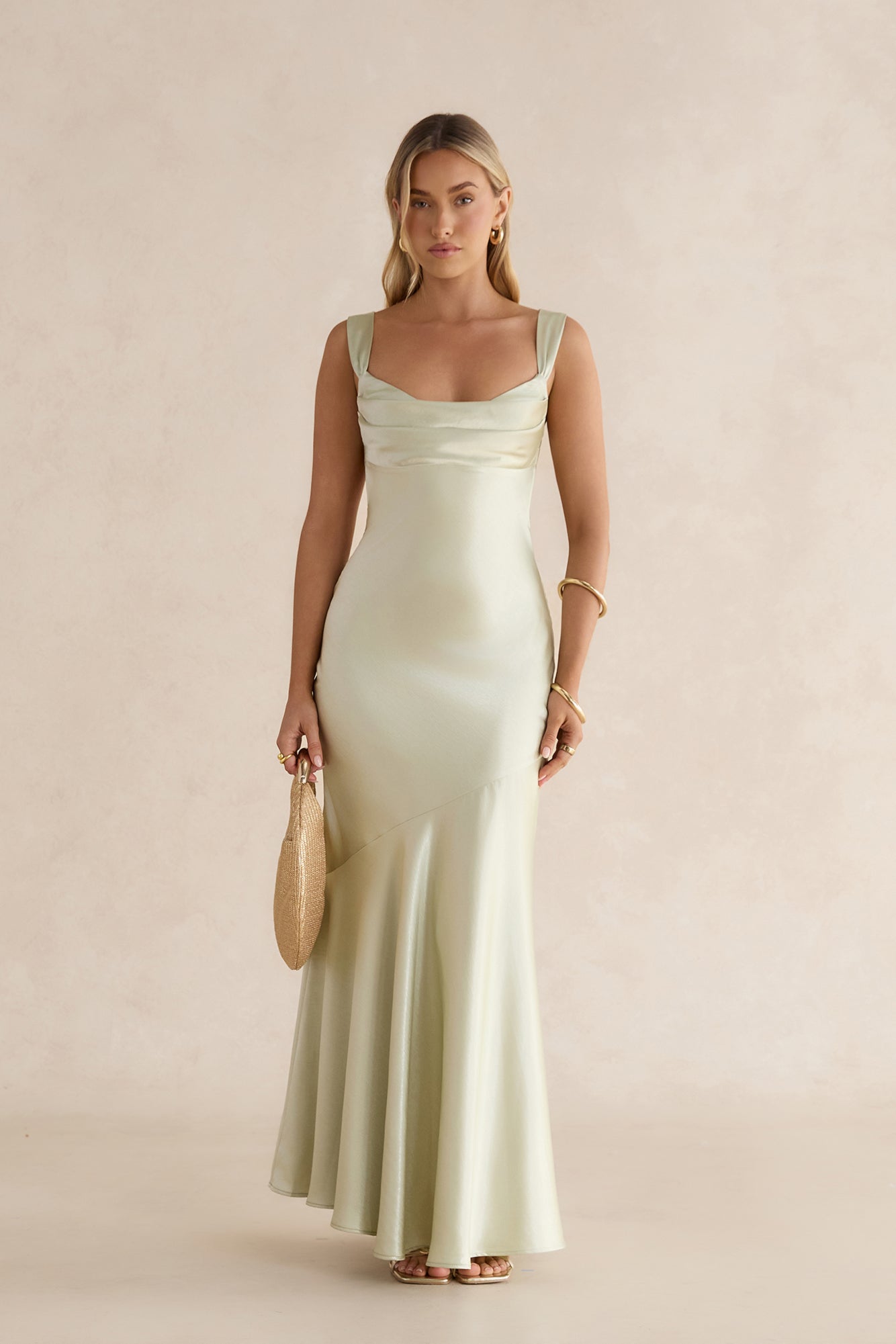 Wish From An Angel Satin Maxi Dress Sage