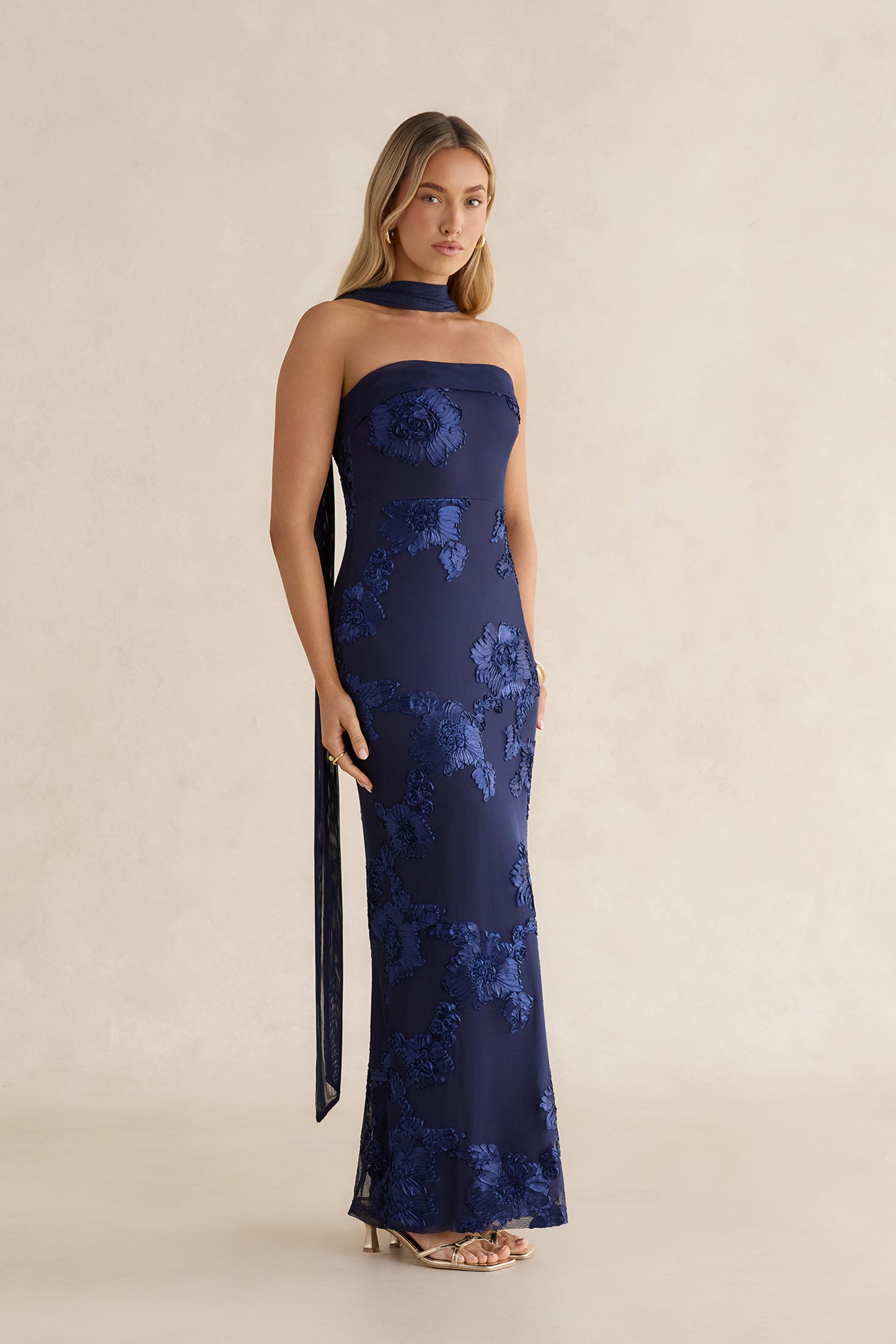 Midnight Blossom Maxi Dress Navy