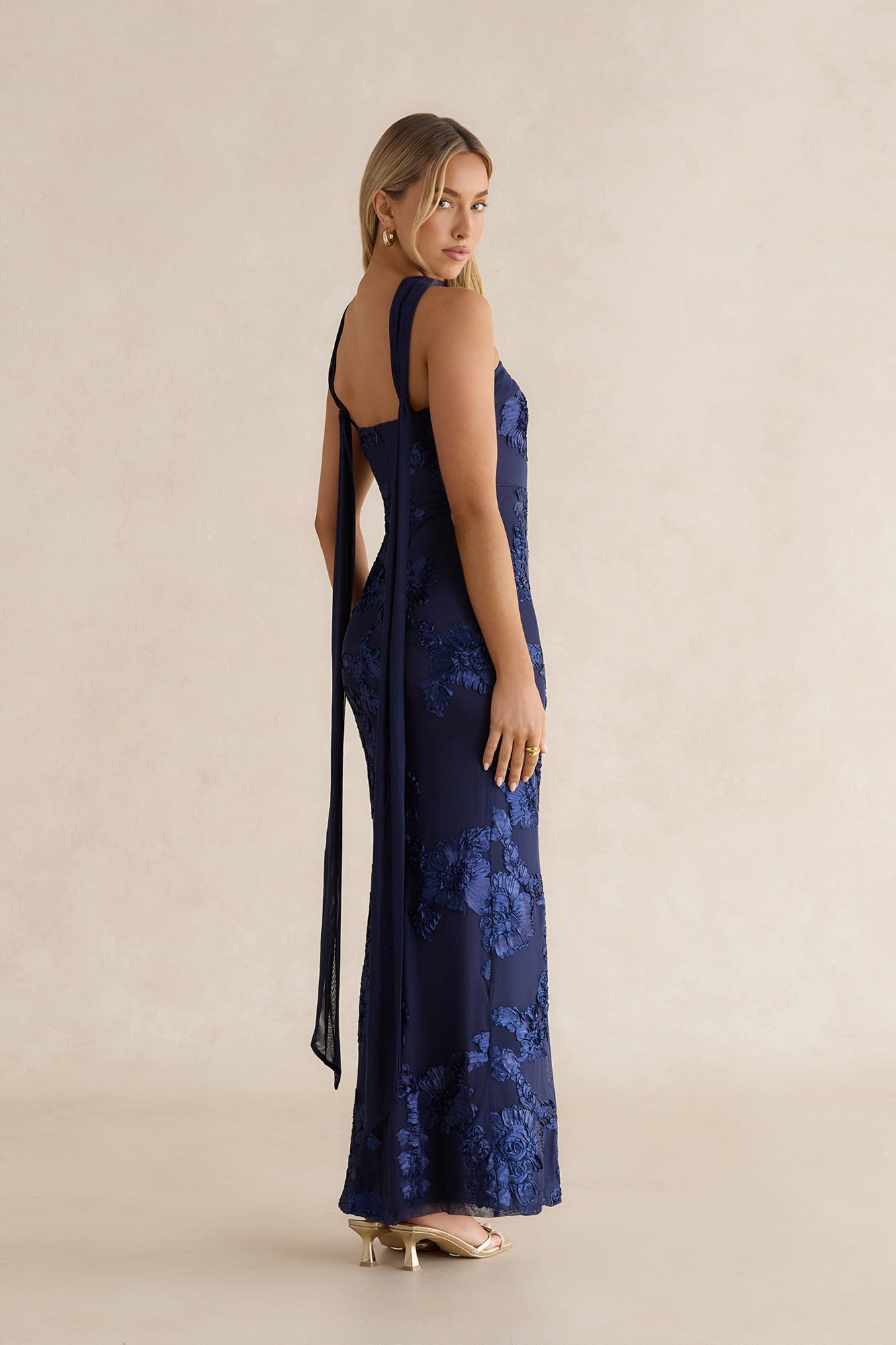 Midnight Blossom Maxi Dress Navy