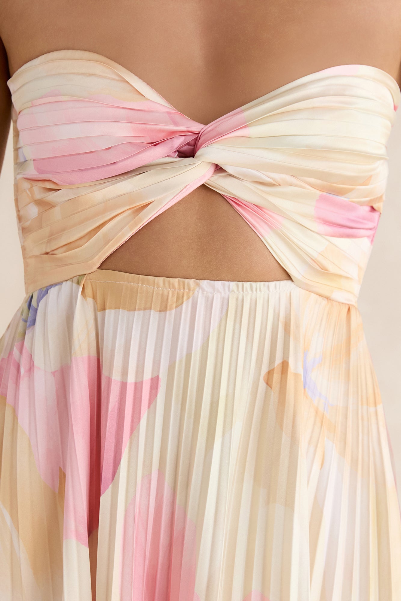 Voice Of Love Plisse Strapless Maxi Dress Yellow Multi