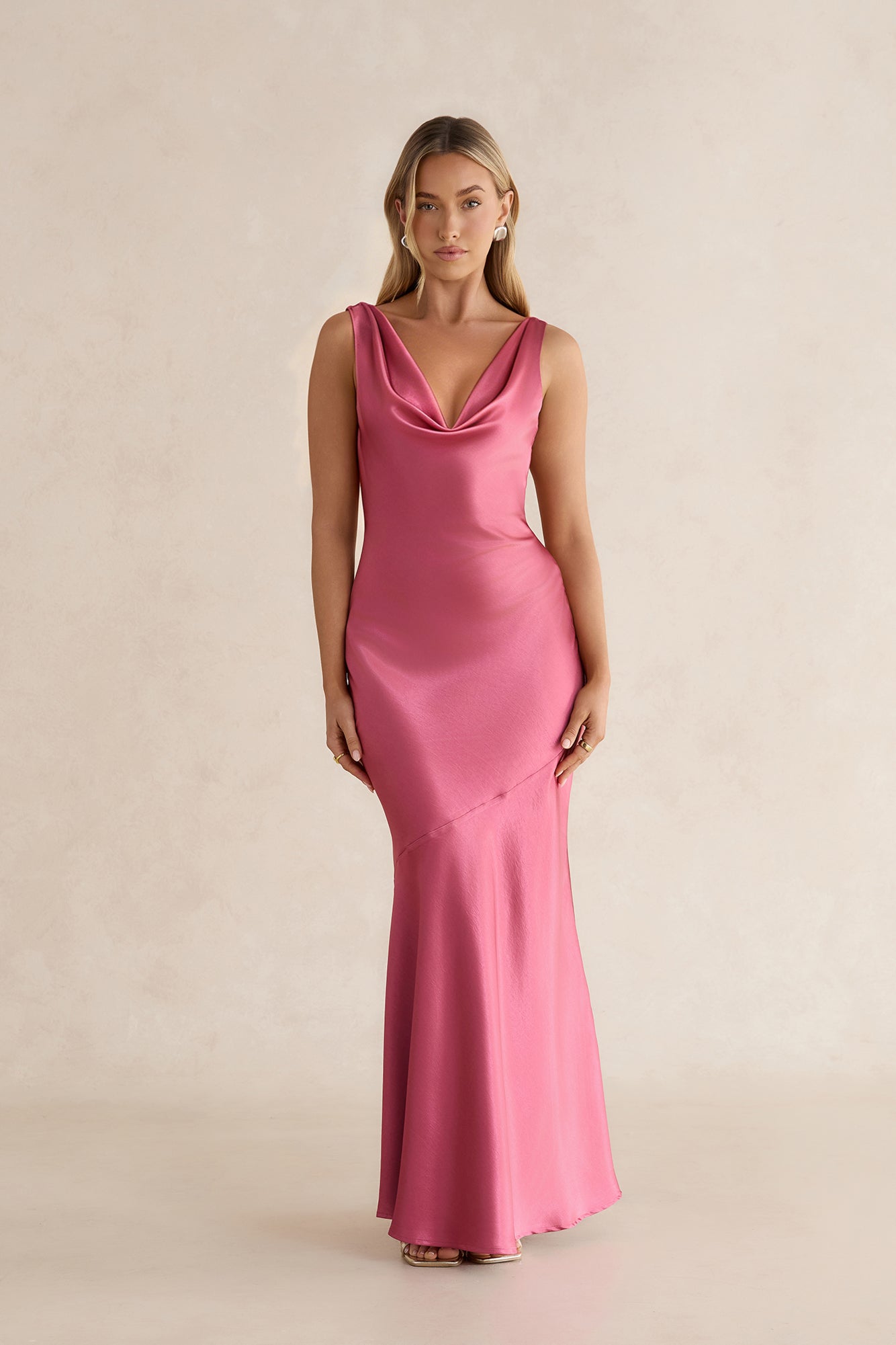 magenta satin dress Dark Maxi 2-4 and celebrating all night long! Criss-Cross Satin Fitted Evening Dress