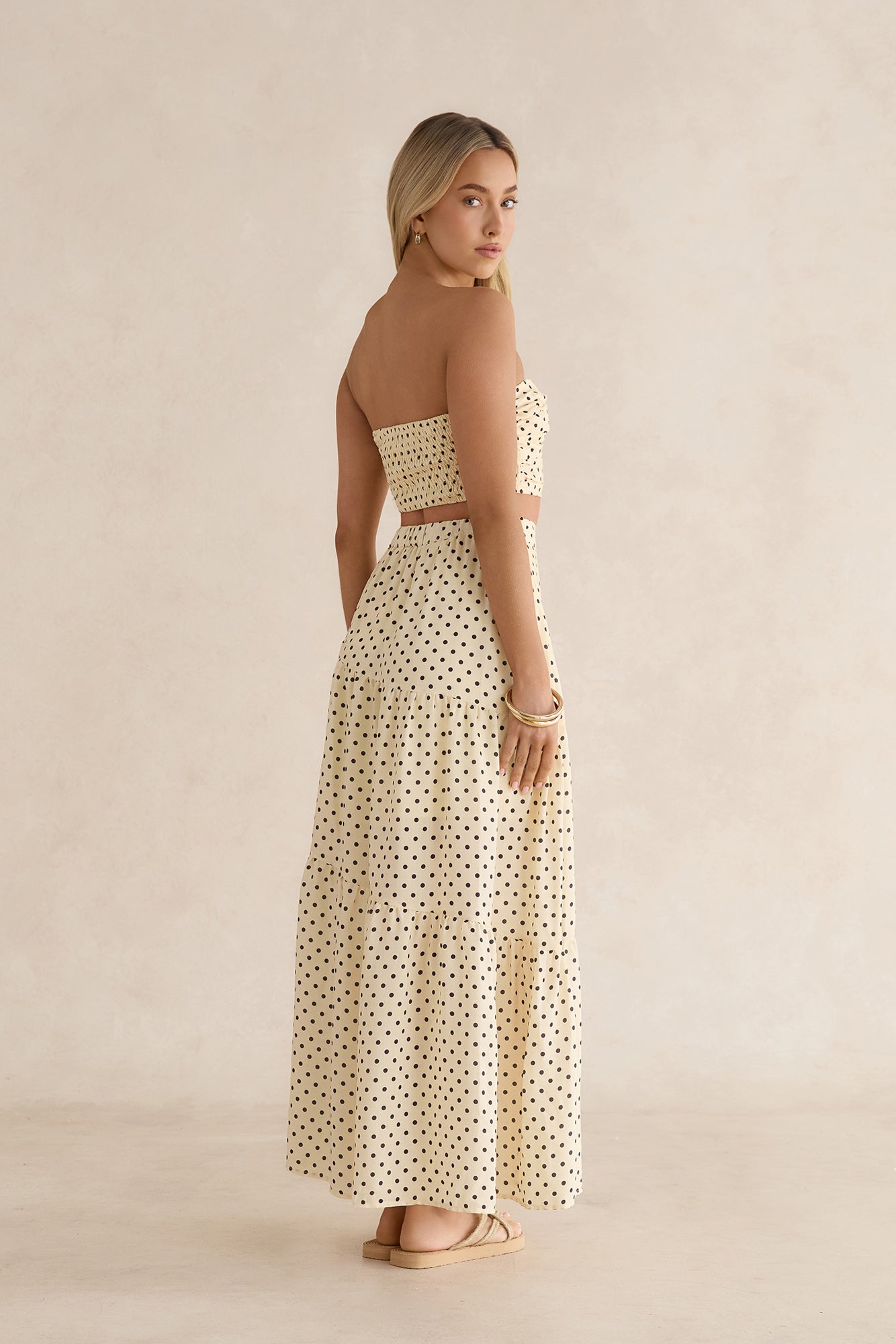 Shimmering Sands Polka Dot Maxi Skirt Yellow