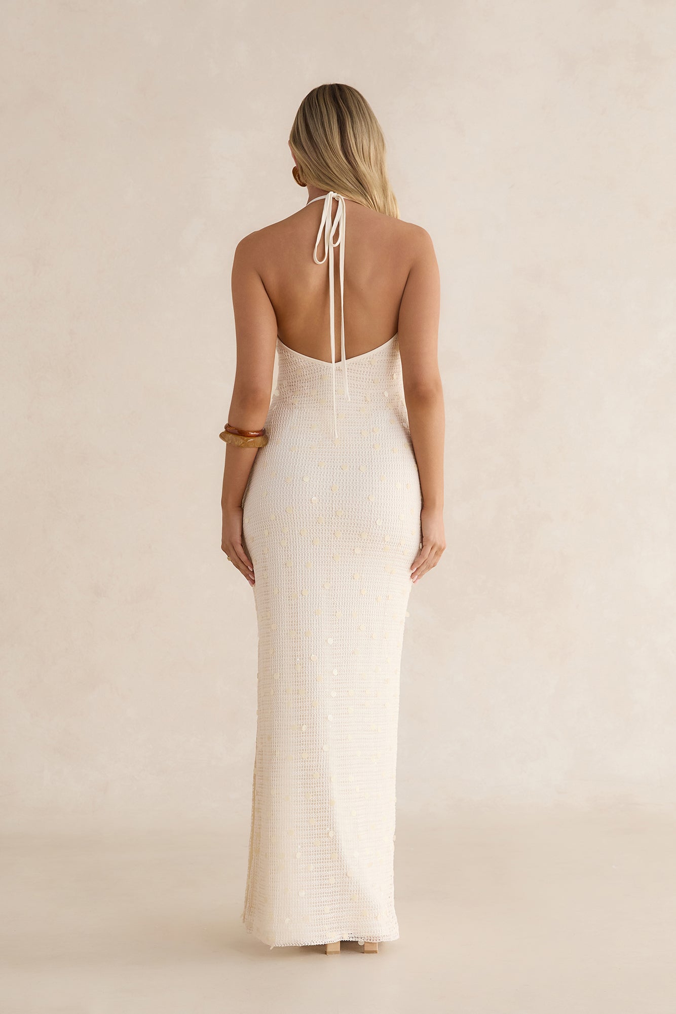 beige lace sequin dress SEQUIN MESH LACE TOP AND SKIRT SET IN BEIGE