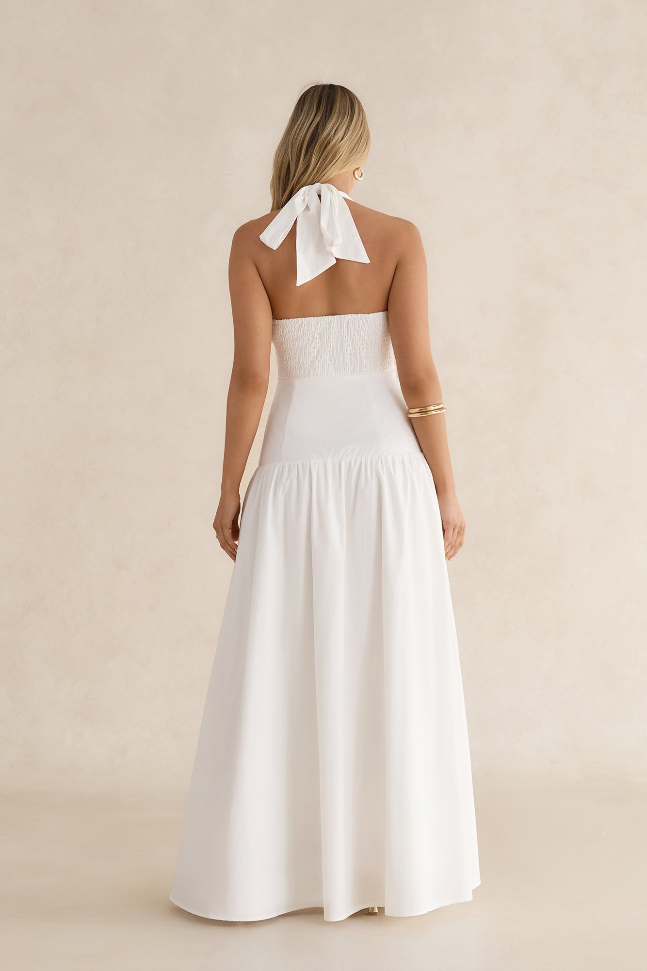 brightwell maxi dress white open lace back dress Brightwell Backless Maxi Dress | White