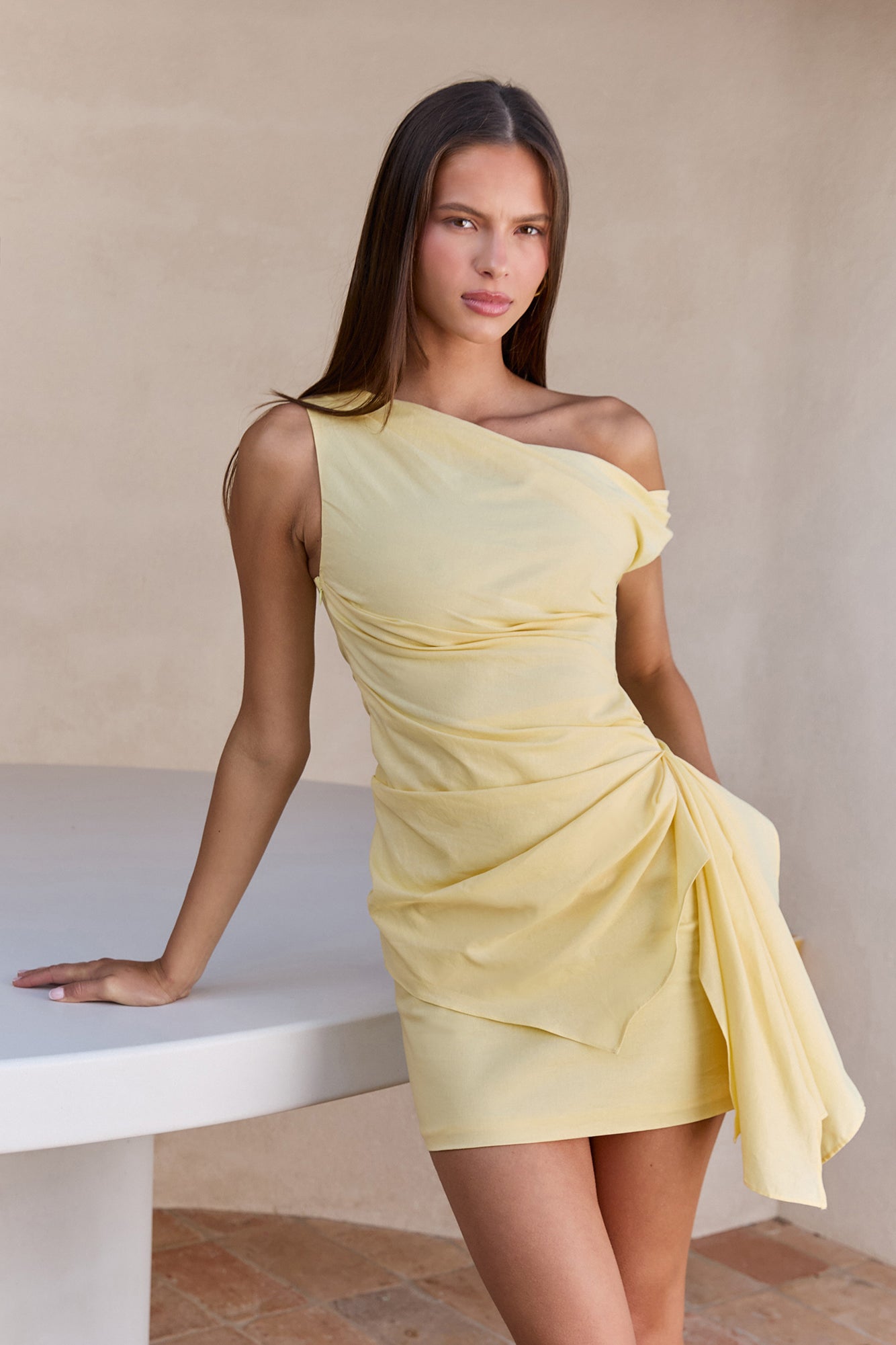 Sweet Sunshine Draped Mini Dress Yellow