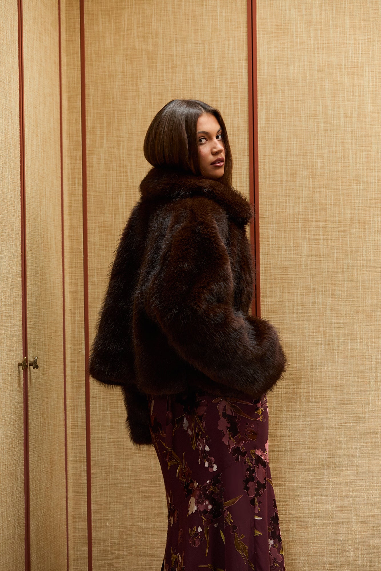 Velvet Hour Faux Fur Jacket Chocolate