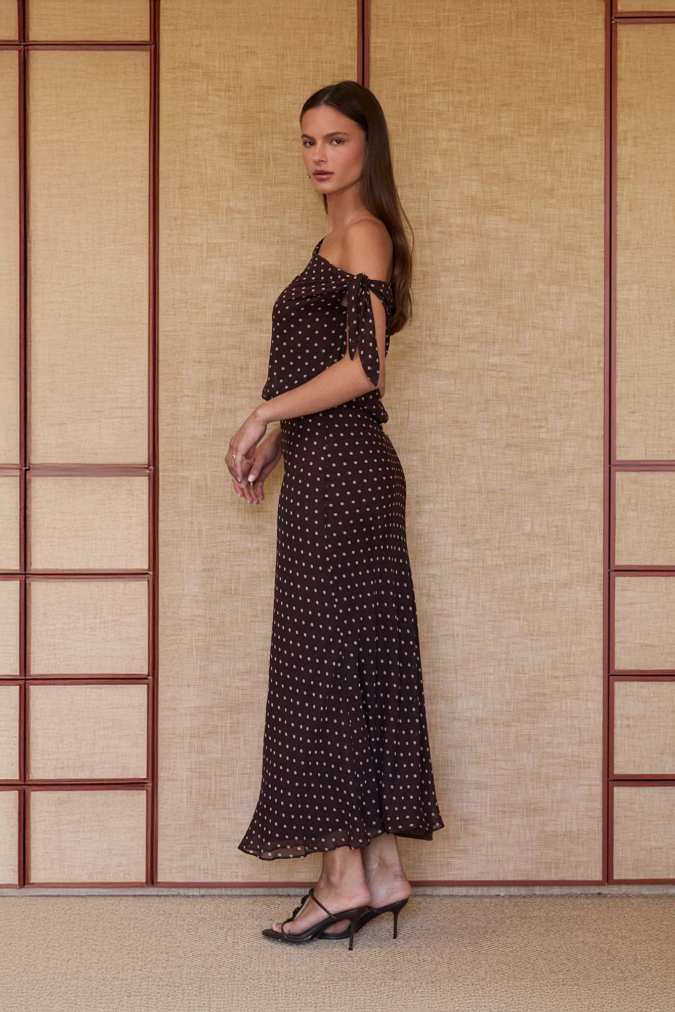 High Tea Asymmetric Maxi Dress Chocolate