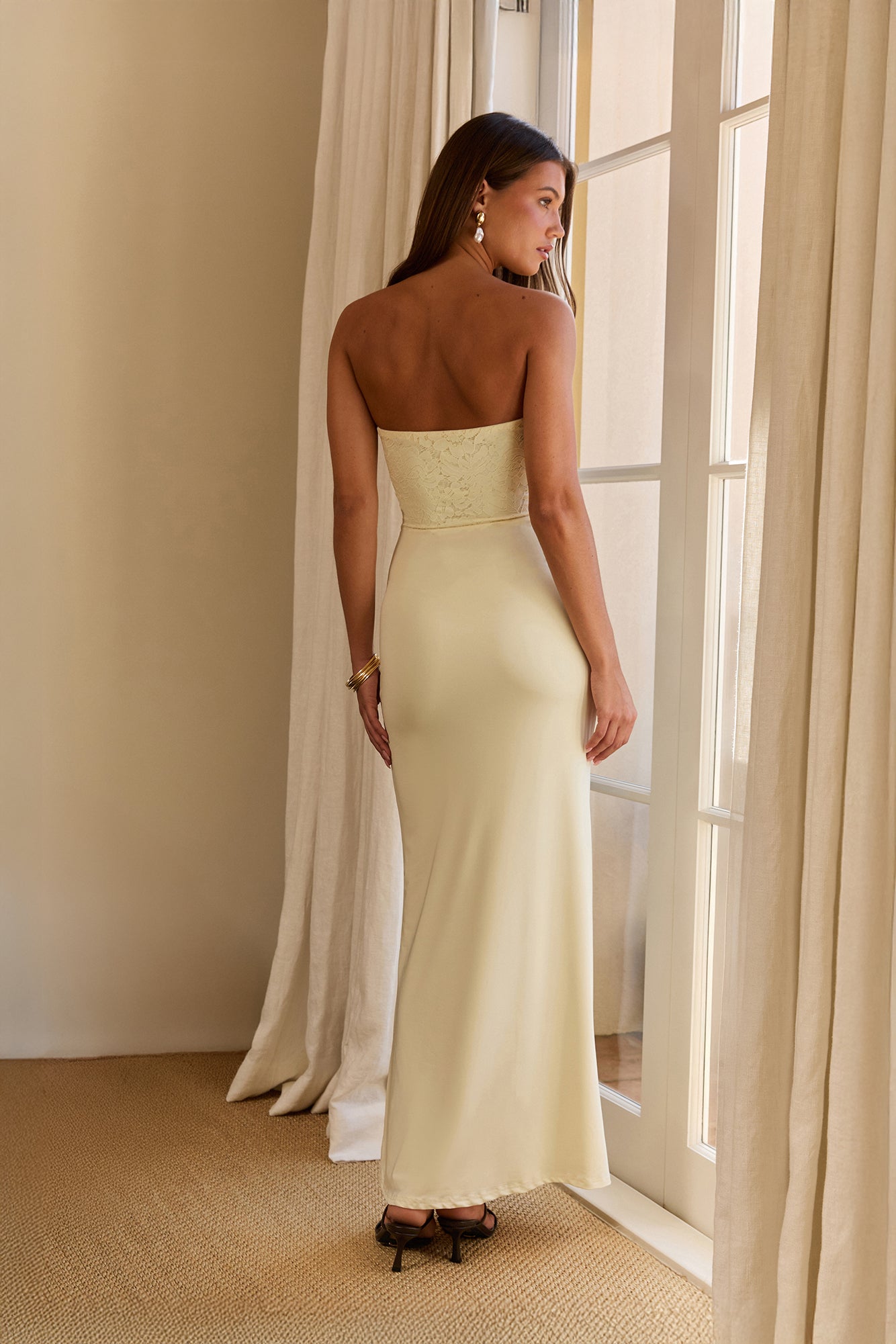 Daydream Diary Strapless Maxi Dress Butter Yellow