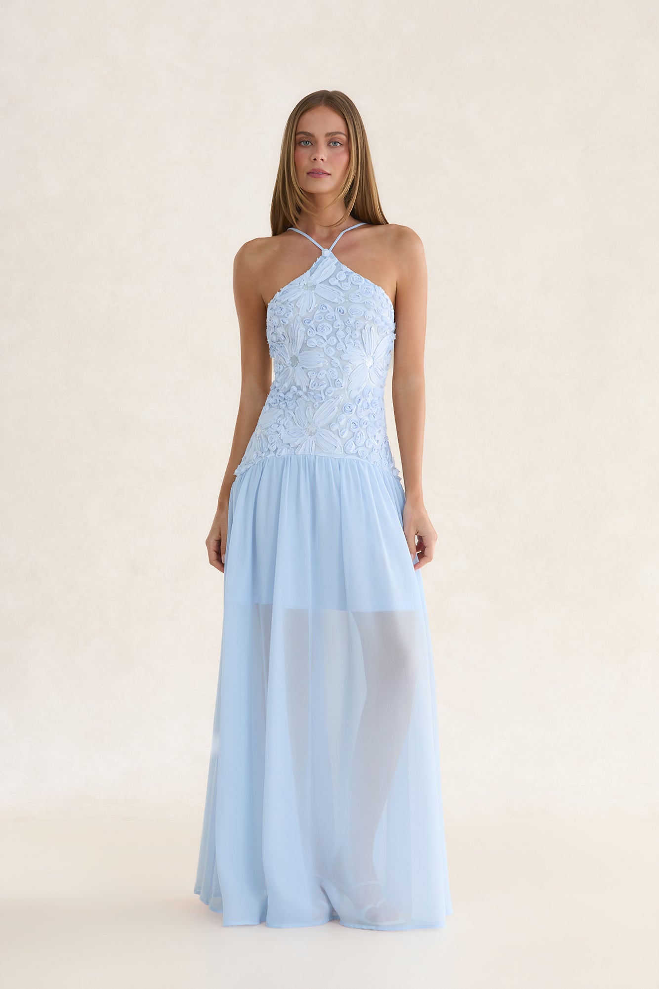Marisol Drop-Waist Maxi Dress Blue