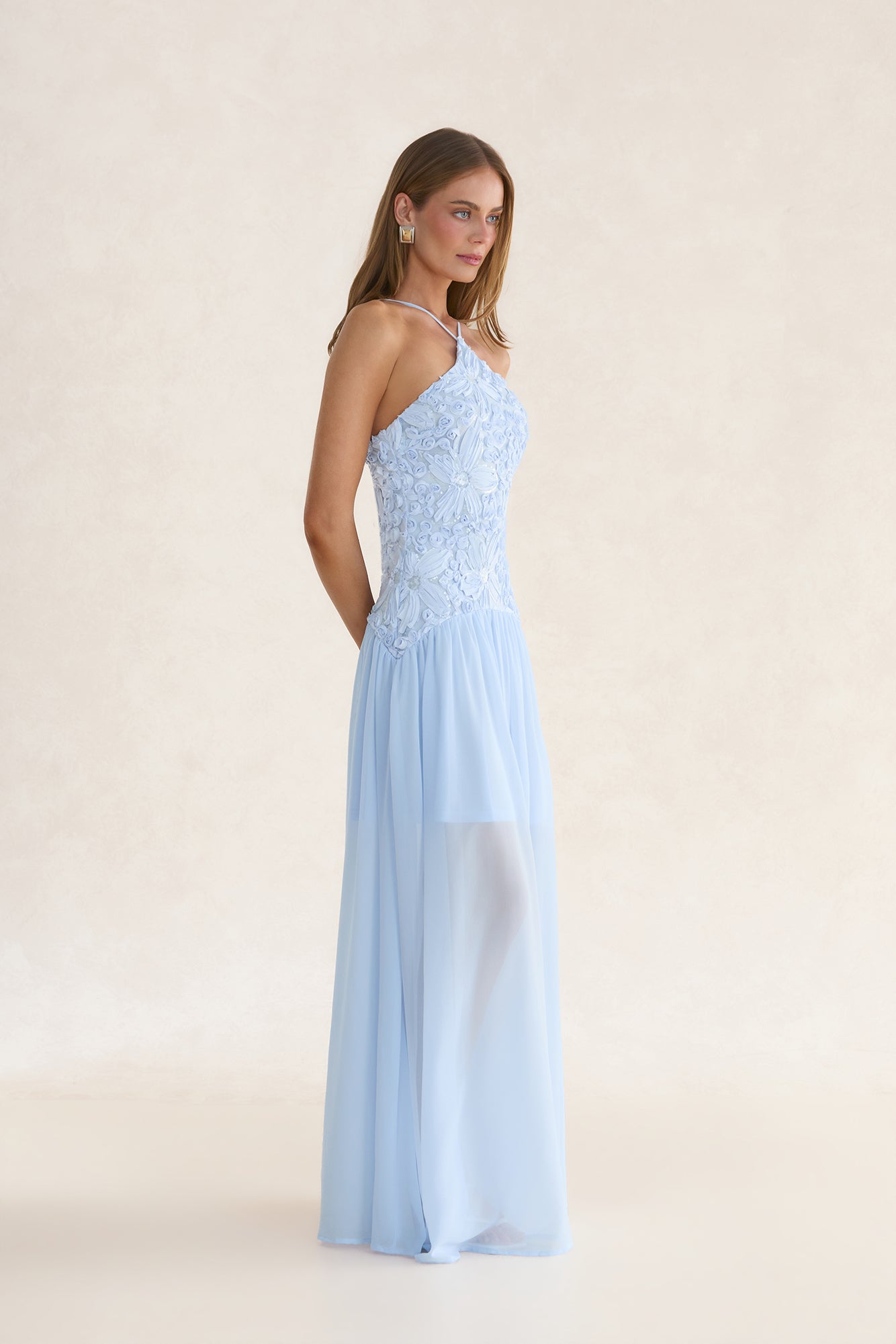 Marisol Drop-Waist Maxi Dress Blue