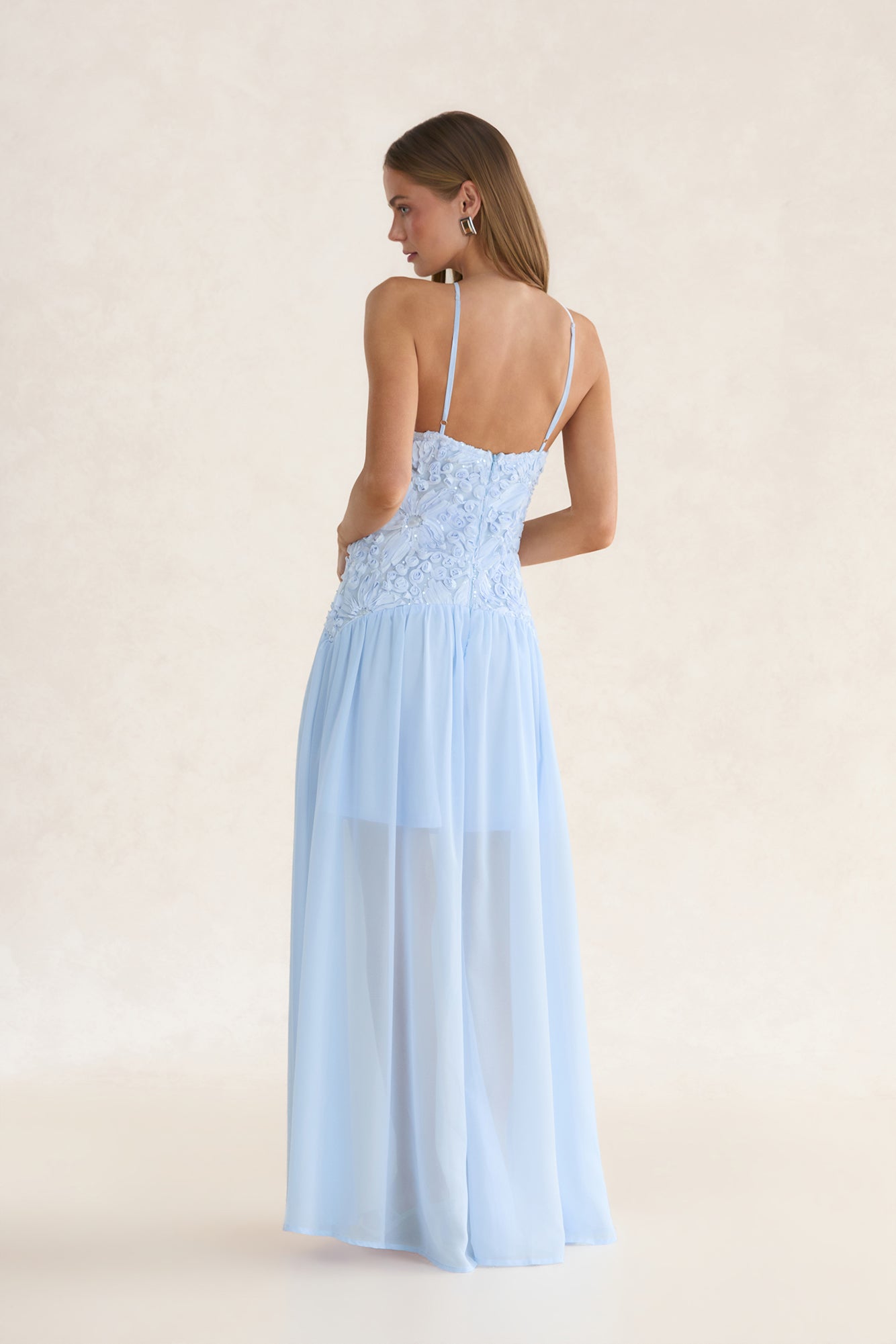 Marisol Drop-Waist Maxi Dress Blue