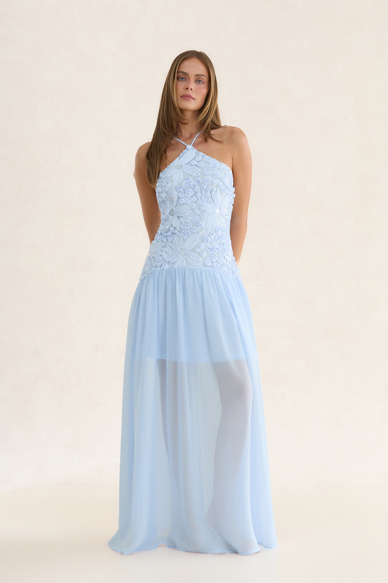 Marisol Drop-Waist Maxi Dress Blue