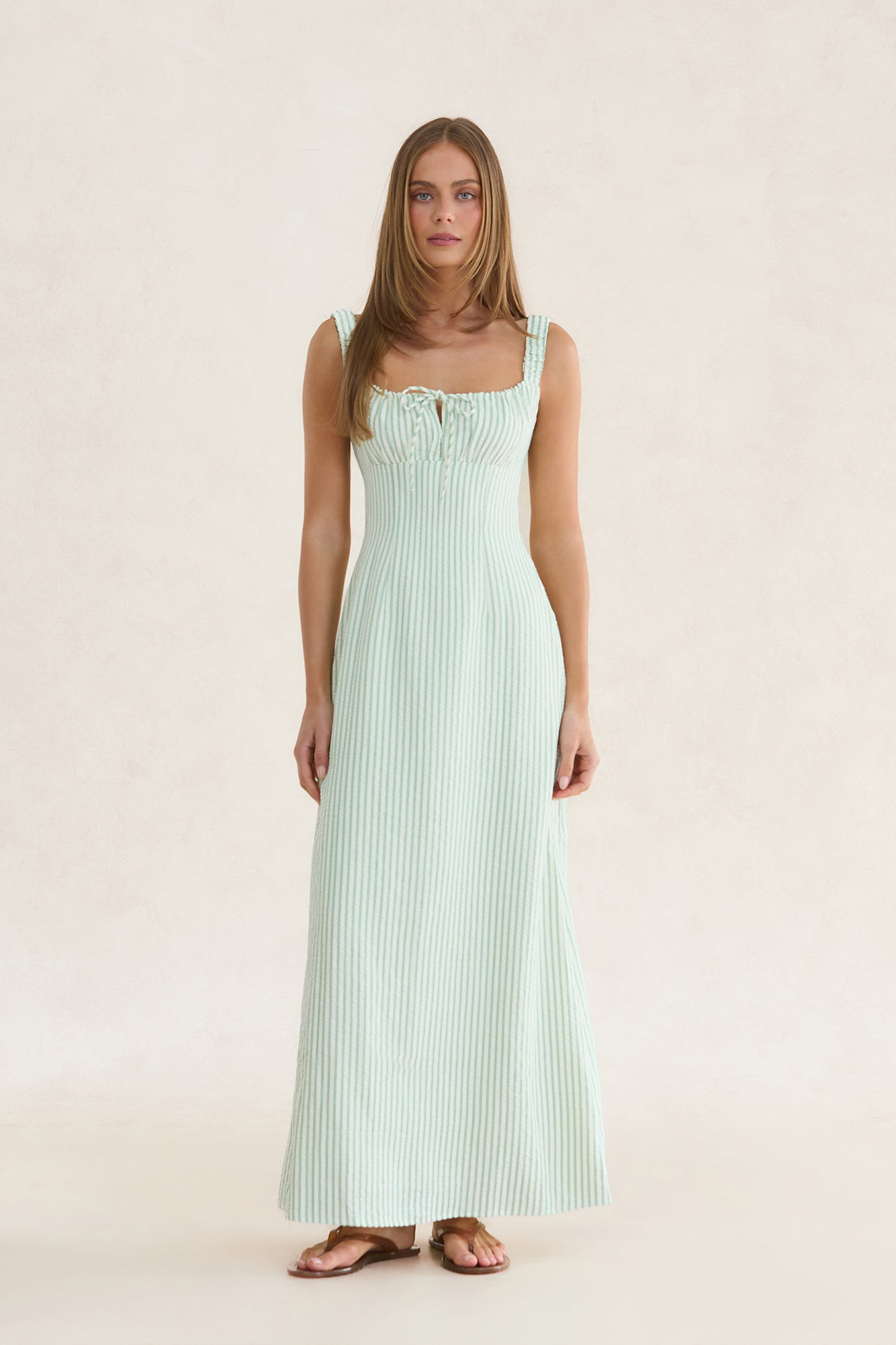 Paloma Maxi Dress Sage Stripe
