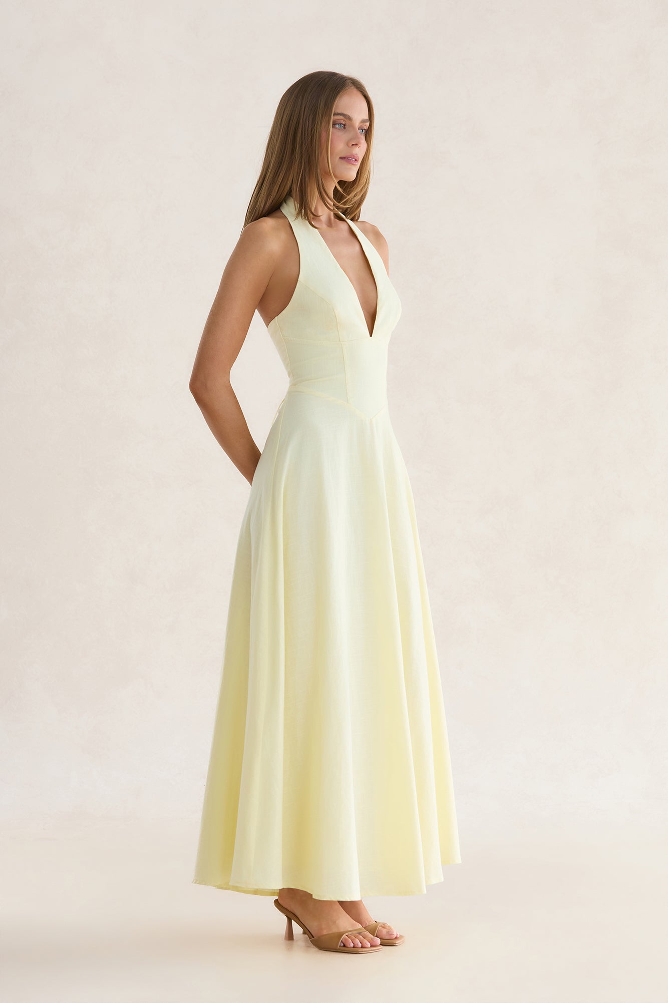 Whisper Of You Halter Maxi Dress Yellow