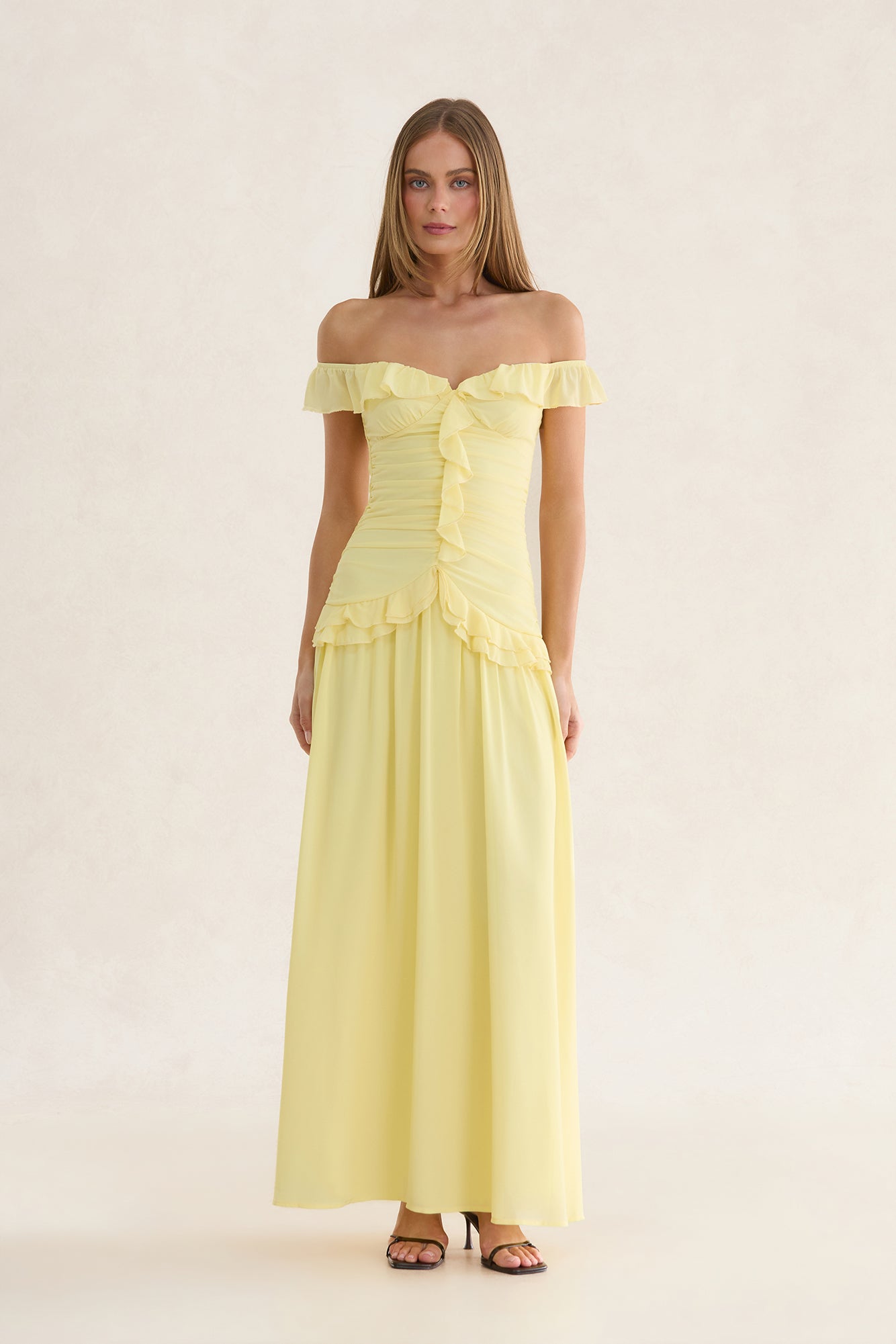 Solene Off-Shoulder Maxi Dress Yellow