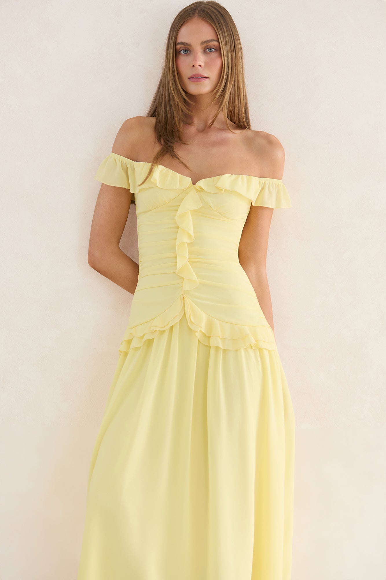 Solene Off-Shoulder Maxi Dress Yellow