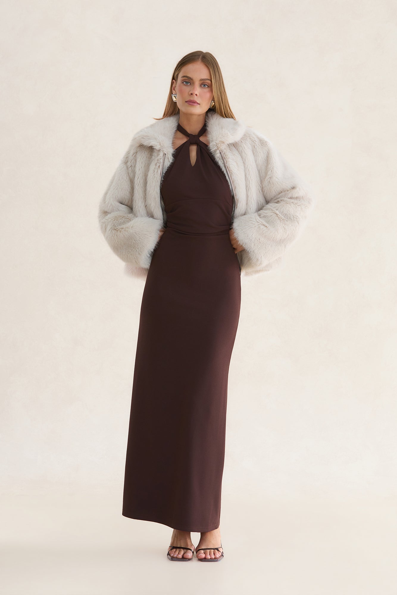 Winter Solstice Faux Fur Jacket Cream