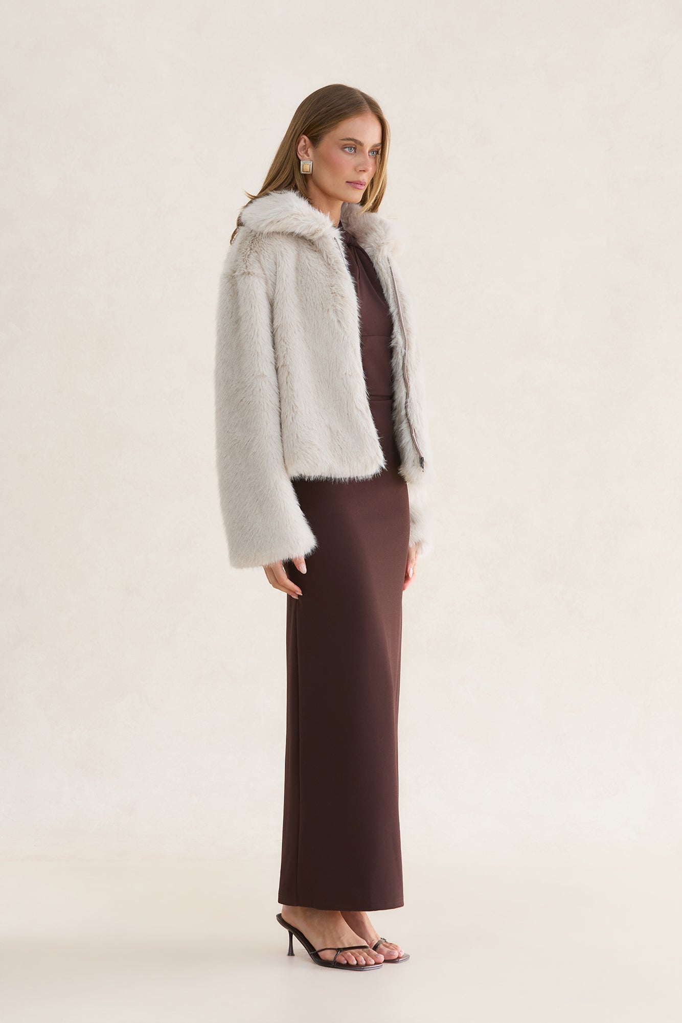 Winter Solstice Faux Fur Jacket Cream