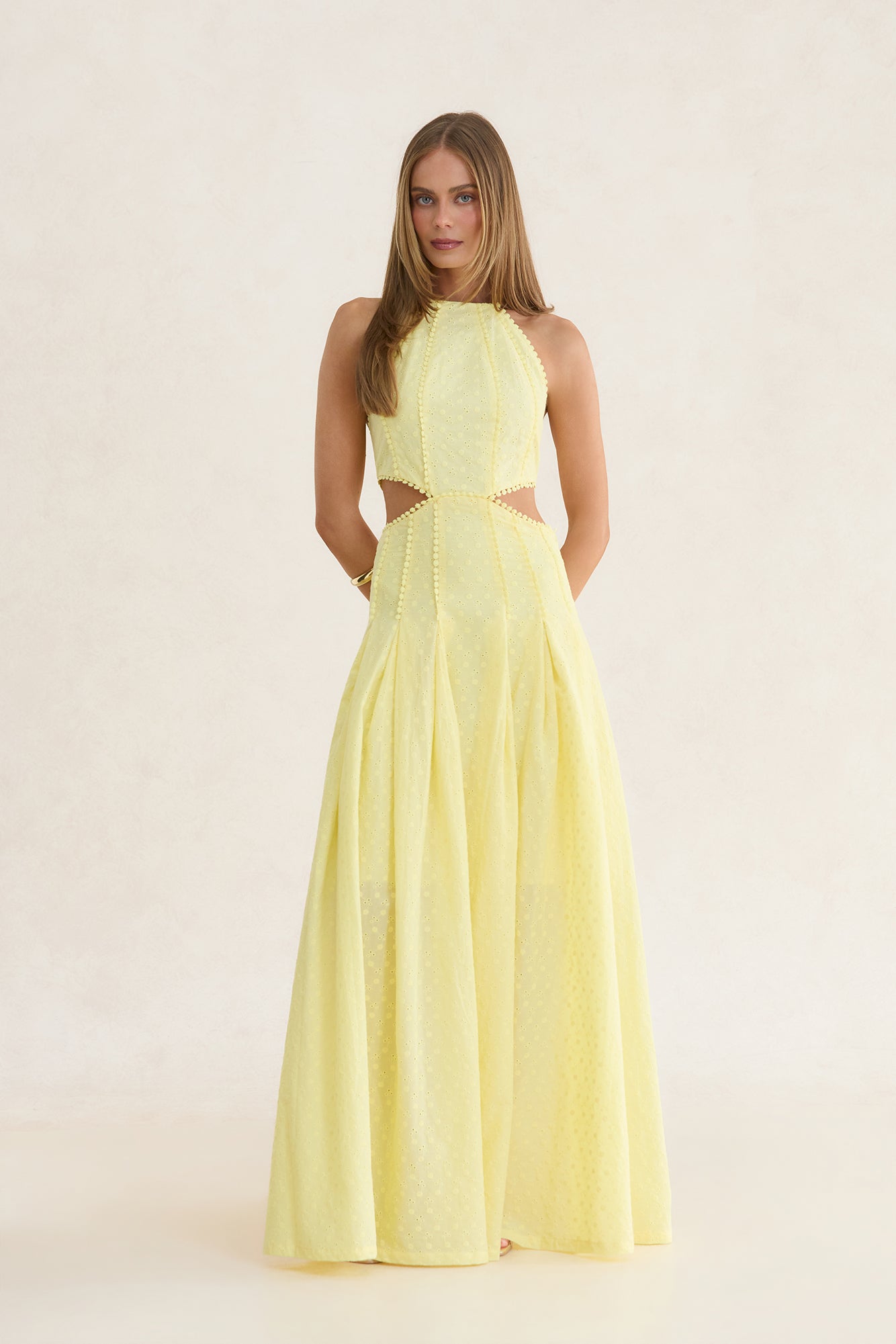 Golden Hour Dreaming Halter Maxi Dress Lemon