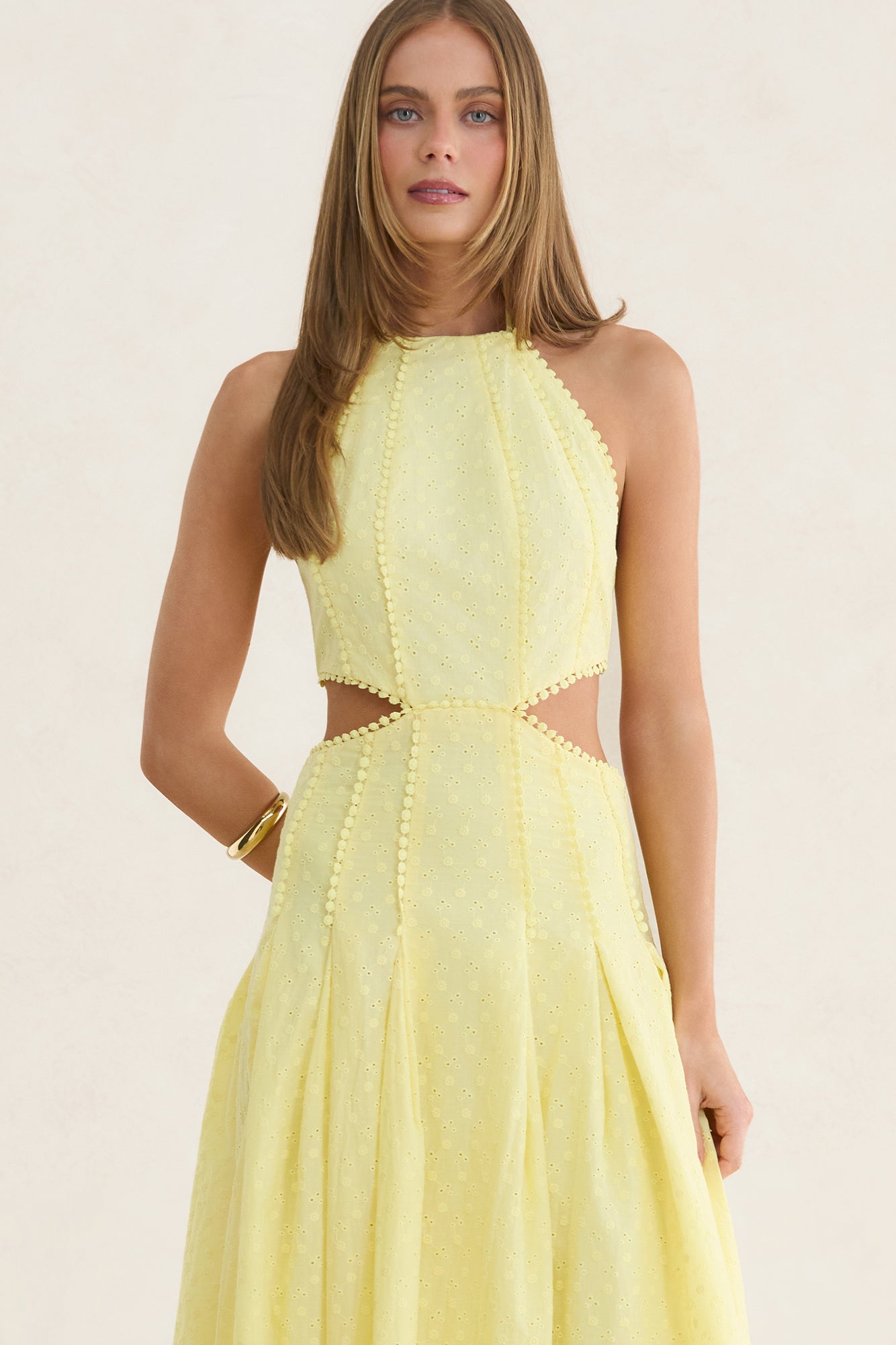 Golden Hour Dreaming Halter Maxi Dress Lemon