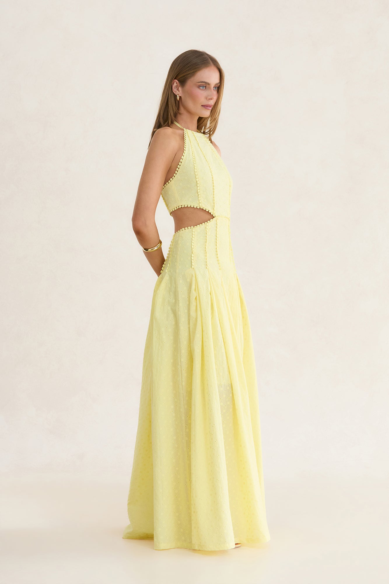 Golden Hour Dreaming Halter Maxi Dress Lemon