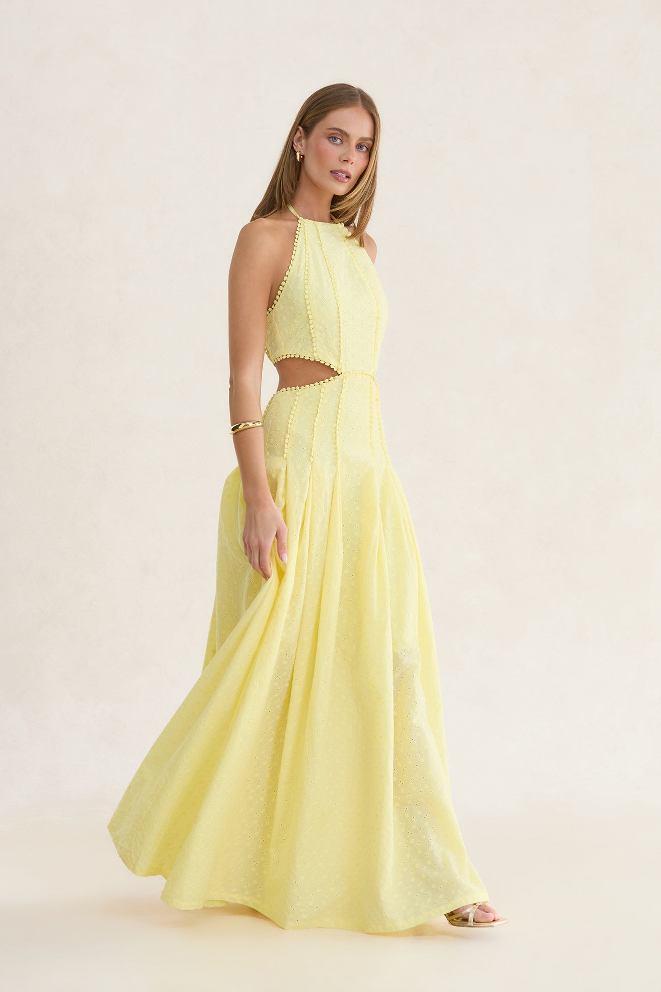 Golden Hour Dreaming Halter Maxi Dress Lemon